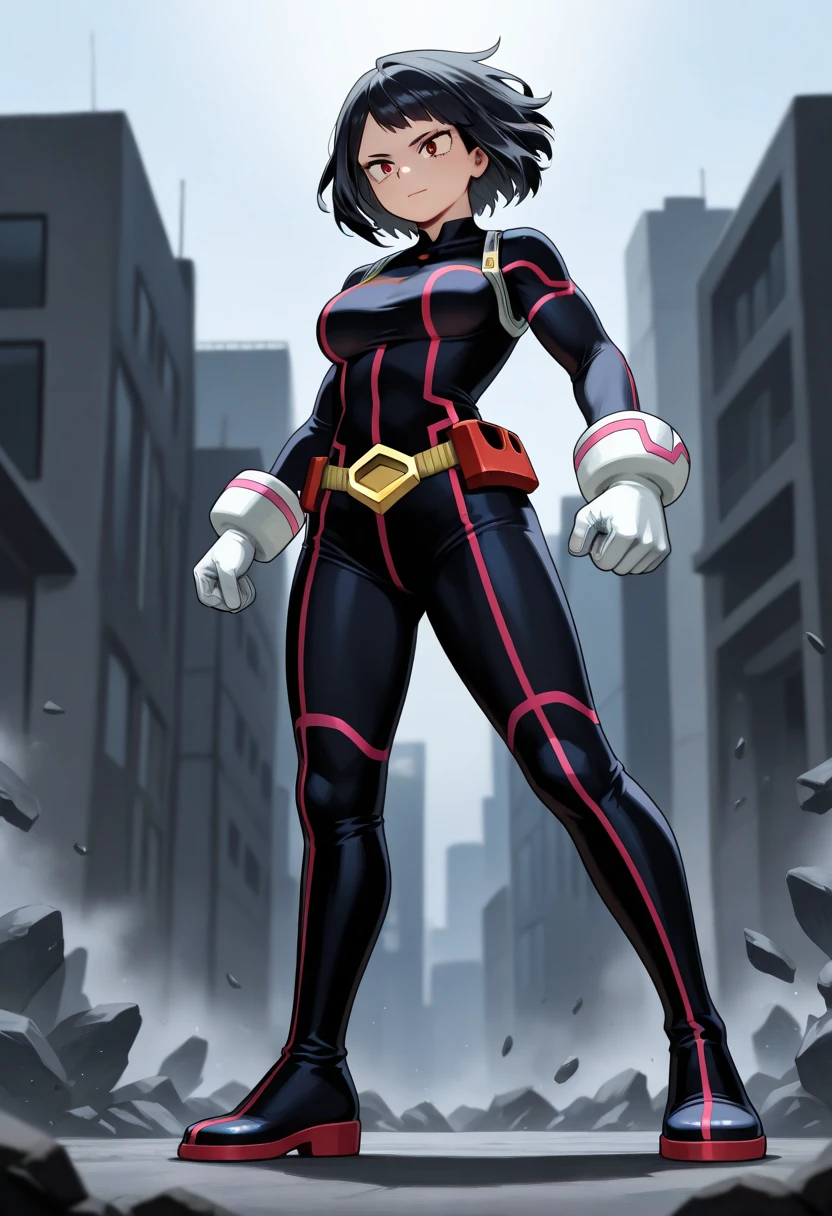 My Hero Academia style, anime Girl, female, wide thighs, wide hips, Large breast, muscular woman, trending on artstation pixiv, (full body shot:0.5), Masterpiece, fullbody suit, Hero costume, Head Covering, Helmet, Face Covering, Mask, Perfect Anatomy, Super Detailed,