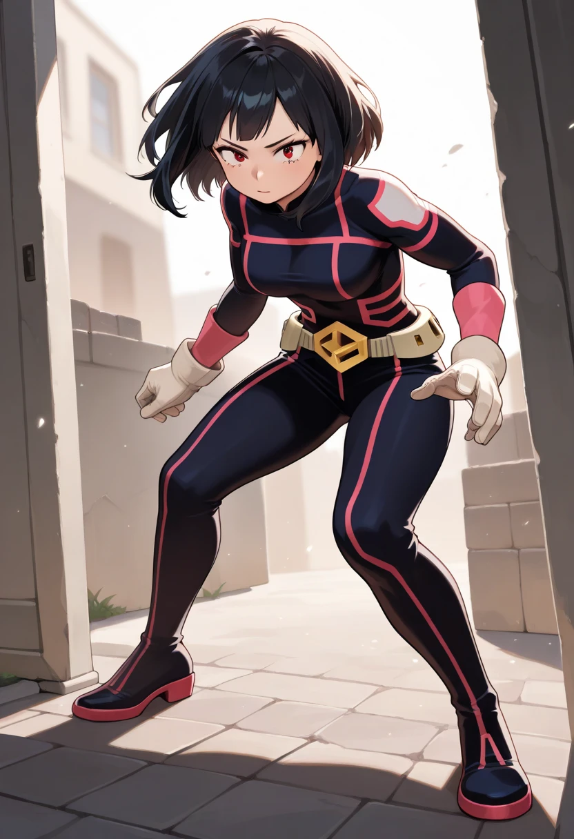 My Hero Academia style, anime Girl, female, wide thighs, wide hips, Large breast, muscular woman, trending on artstation pixiv, (full body shot:0.5), Masterpiece, fullbody suit, Hero costume, Head Covering, Helmet, Face Covering, Mask, Perfect Anatomy, Super Detailed,