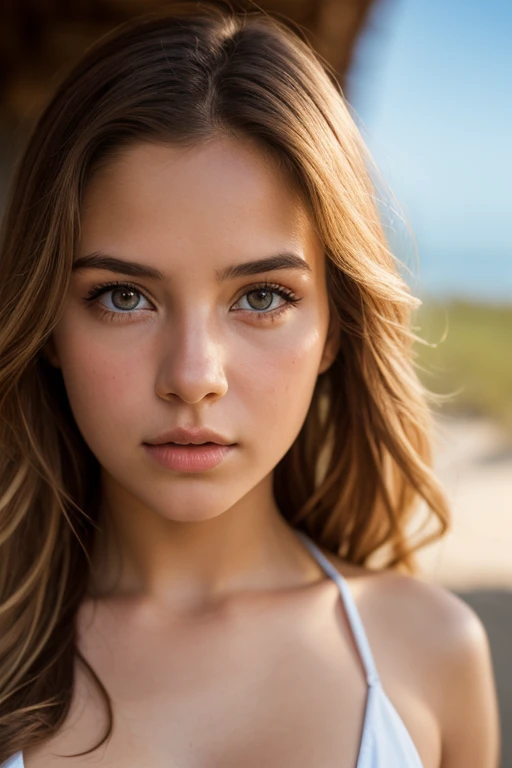(1girl|female), (natural), (pale skin), (brown hair), (olhos castanhos), (bareshoulders), (bare foots), (bare handed), (High details of facial expression lines), (altos detalhes dos poros da pele), (high details of facial expression)