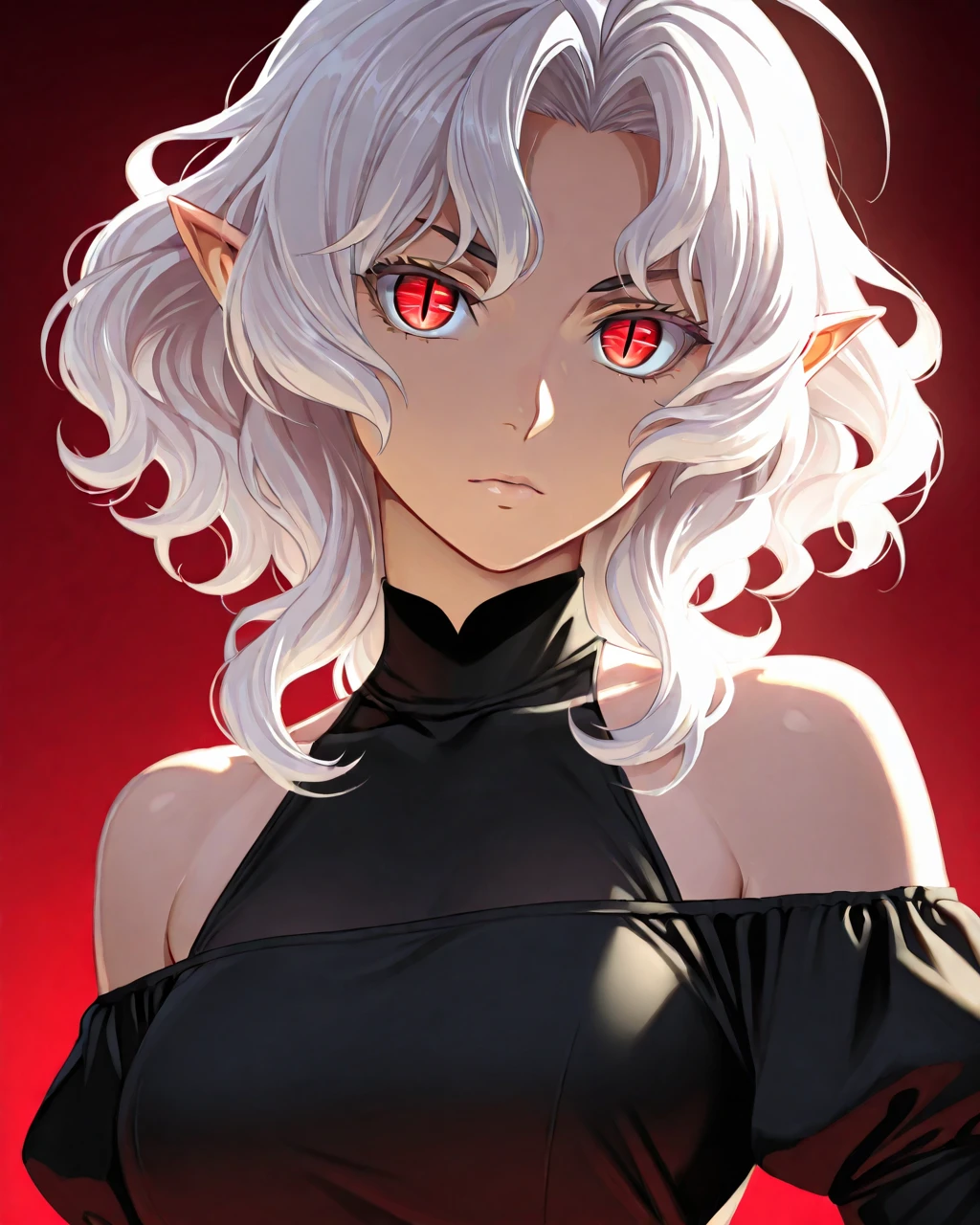 score_9, score_8_up, score_7_up, source_anime, solo, 1girl, pram \(phantom kingdom\), goth, night, , short hair, white hair, black sclera, monster_girl, Emma Barton, <lora:pram_PDXL-000001:1>
