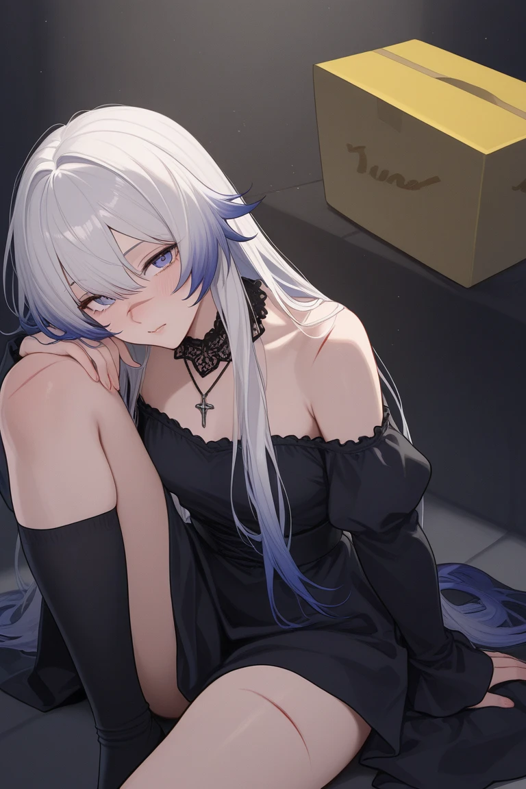 White Hair, Sexy, Submission, Dress, Dark Romantic, Night, Dinner, Candles, High Details, Ultra HD, 4K