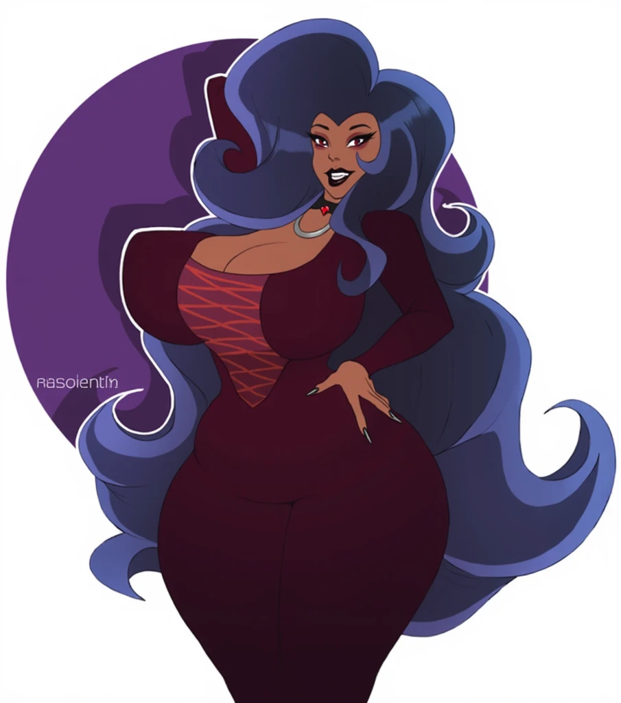 a girl overweight sexy big breast beautiful tenderness long soft wavy purple hair her light blue eye bright pink lip dresses Playboy Black rabbit curve sexy socks long net Black big thigh sexy long black heels in love relationship husband