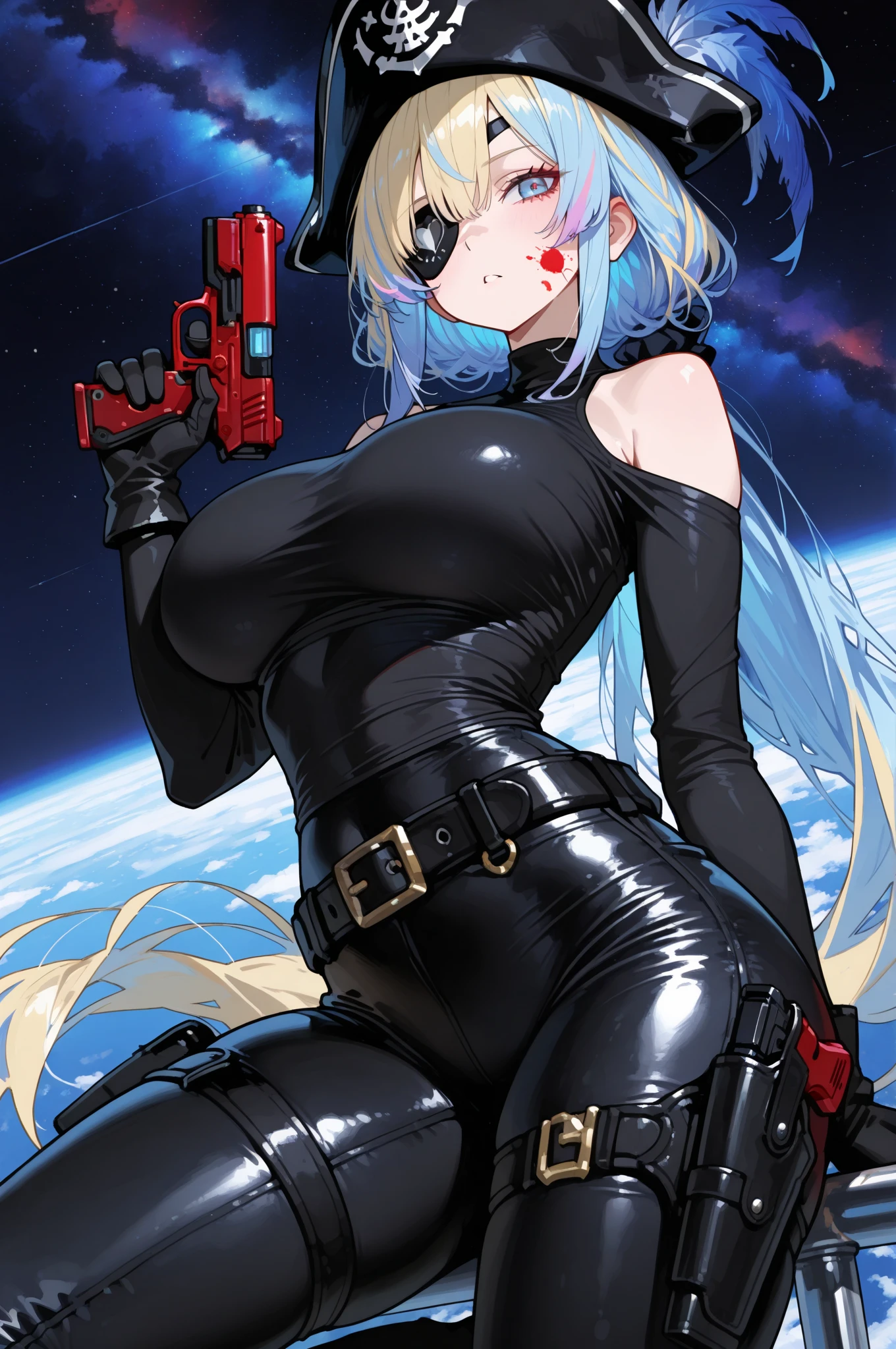 Two girls in anime combat uniforms make love while jumping on a zero-gravity spaceship,half .Two pretty girls,Very embarrassed look&#39;looks like me&#39;i&#39;Looks like I&#39;m going to cry,red blush,Accurately drawn face,Hug me from behind and blame my boobs and crotch,intimate lesbian couple,slender and large,tre anatomically correct,Precise fingers,Sci-fi anime battle suit in different colors,When to take off clothes,,wide open front zipper,I could see her cleavage and navel.,See-through bra and panties,jump as if floating, Hug and love each other,Inside the anime spaceship,​masterpiece,Best Quality,Lesbian sex,Half - A lot of skin is exposed.