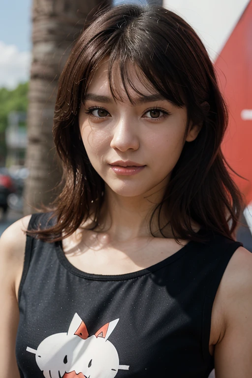 adult girl,close shot,upper body,outdoor,street,