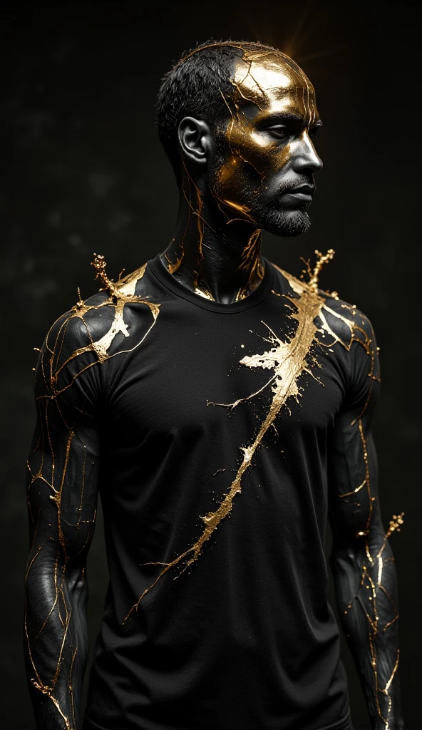 naked/fully naked man in a gold fishing net