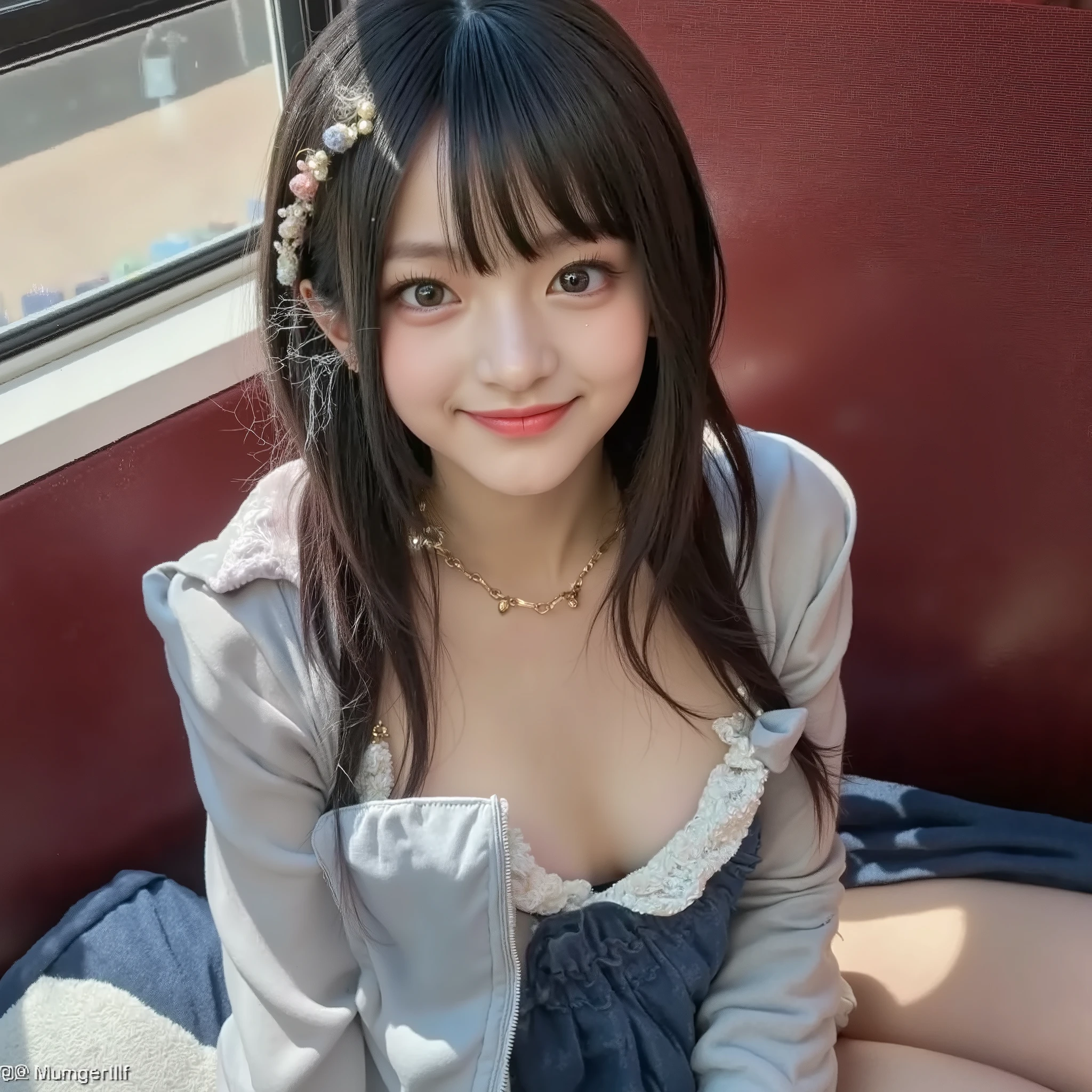 {{top quality:1.8}}}, {masterpiece:1.8}, {:1.8}},,{natural makeup:1.8},{{Extremely elaborate facial eyes:1.8}, {{ Beautiful pale skin }}}, {professional lighting)}},{high-precision selection},{{{{Picture of a face above the chest}}}},{{one high school girl:16age :smile :small breasts:Nipples}},,{Red cheeks:1.6},,{{{{smile:big double eyelids:mascara: teardrop bag:long eyelashes:1.8}}},,{{eyeshadow:0.8}},{{{{透けて見える白いタンクトップ-Nipples:1.8}}}},{{bob cut::Princess Cut:ponytail:1.8}},