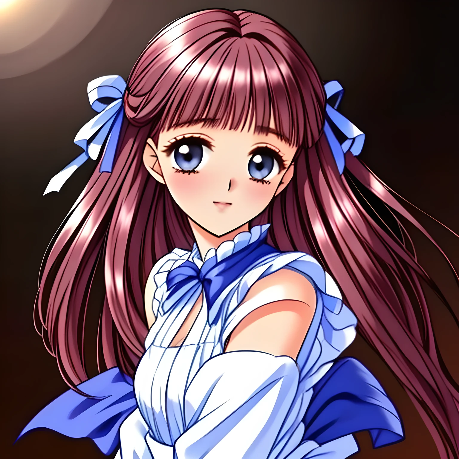 (highest quality, masterpiece:1.5), highest quality, High resolution, 1080p, 8K, (Too beautiful, ((Too much beloved)) noble grown beautiful beautiful lady is inviting me to the darkness at night: 1.4), (Happiest laugh with unreal beauty: 1.0), ((Blue Gorgeous Rococo-style dress with many lovable ribbons: 1.6)), (Nothing background except the darkness to emphasize the beauty: 1.8), ((purity and neatness is very impressing): 1.8), (Full body shot), (Beautiful blue eyes), (shiny pink long wavy hair)