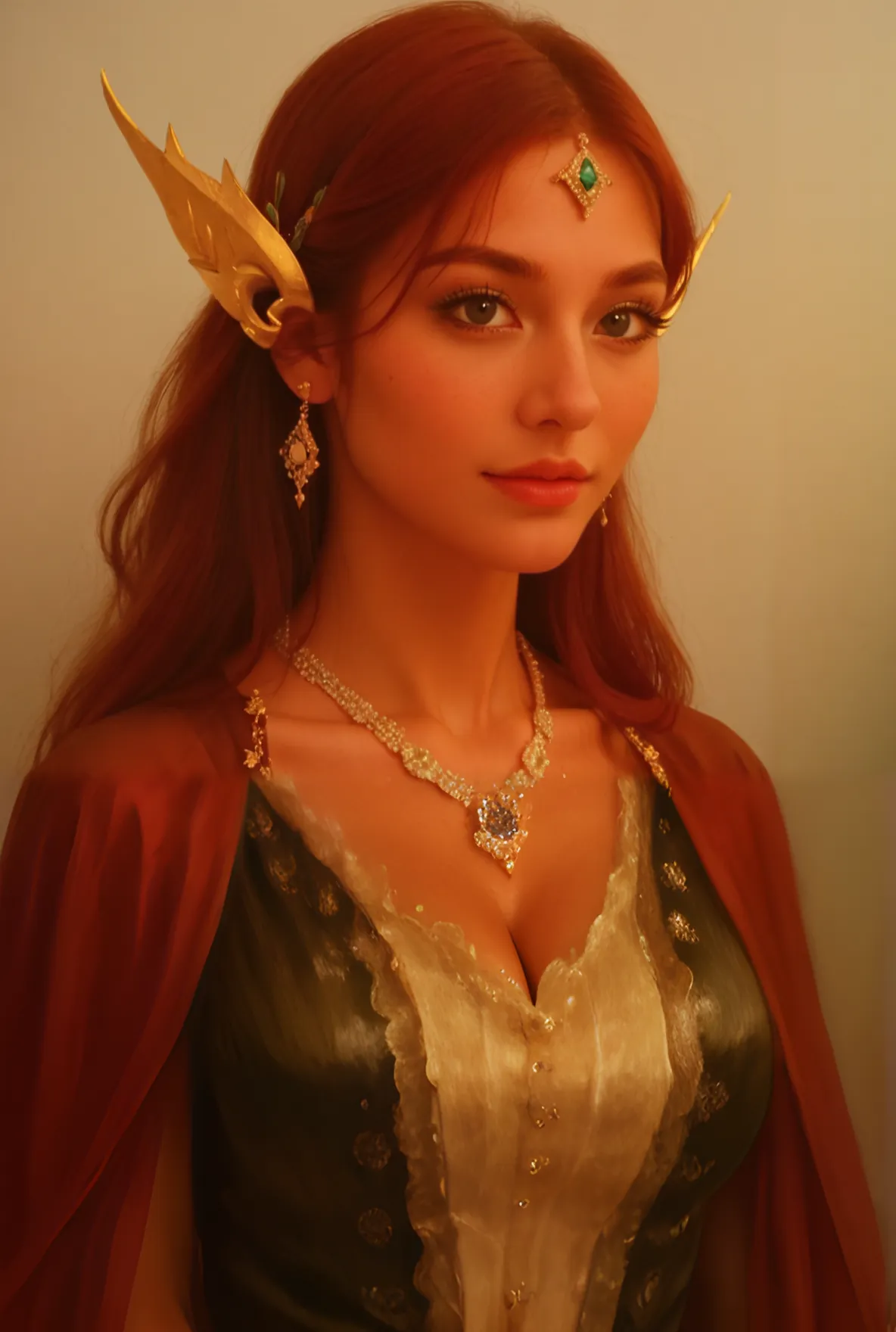 a close up of a painting of a woman with long red hair, a renaissance painting inspired by Sandro Botticelli, pinterest, renaissance, in style of sandro botticelli, boticelli, in a style blend of botticelli, botticelli style, botticelli, sandro botticelli style, in a style combining botticelli