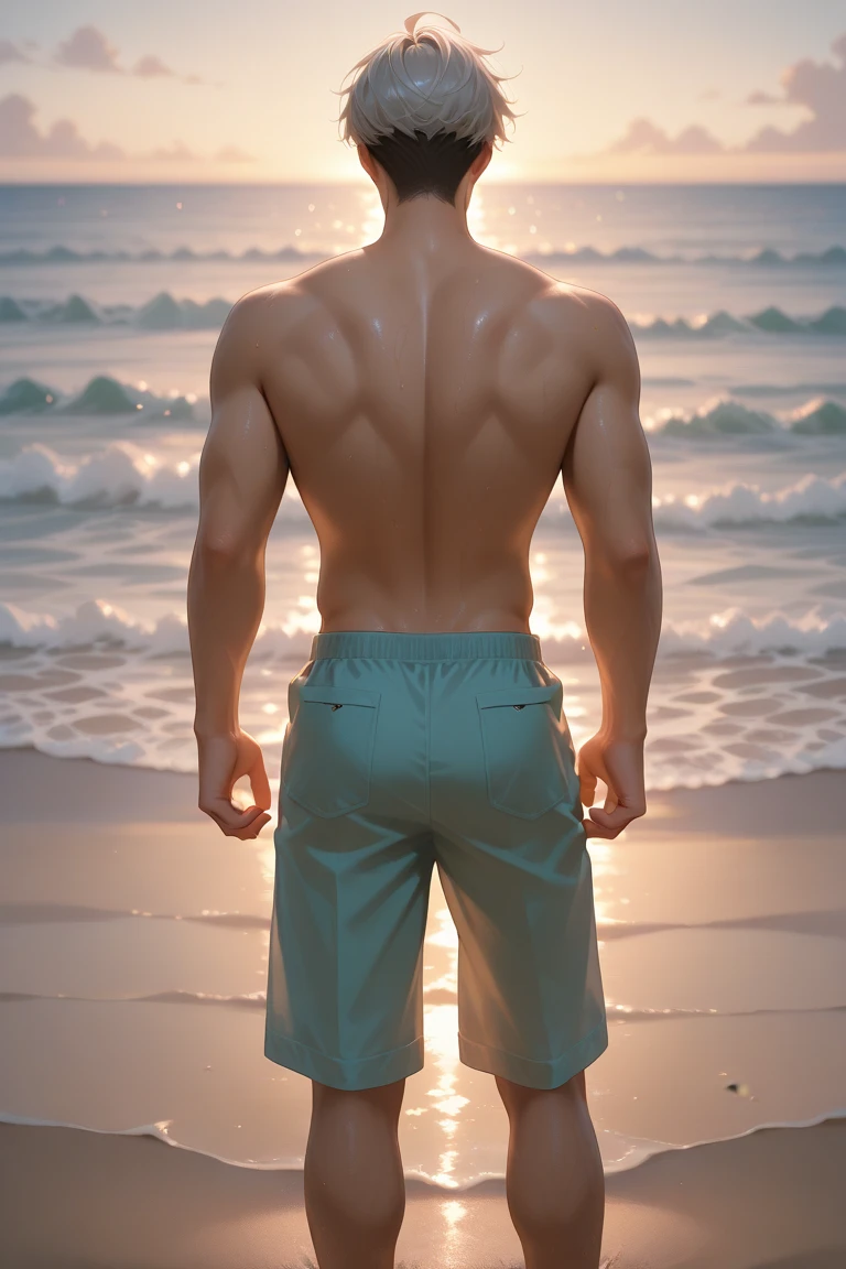 there is a man with a hat on standing in the water, six-pack, with abs, six pack, shirtless, six packs, shirtless :: high detail, sweaty abs, ernest khalimov body, male model, 6 pack ab, [ rigidly defined abs ]!!, [ adamantly defined abs ]!!, mid-shot of a hunky