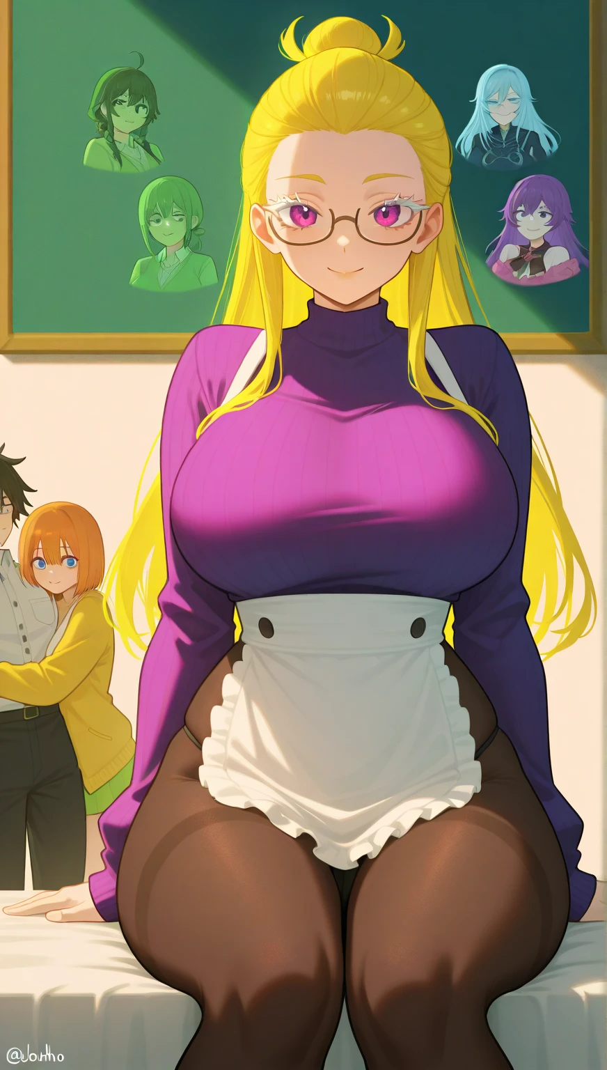 tearjulunatique, tearju lunatique, long hair, blonde hair, (green eyes:1.5), sidelocks, glasses, long sleeves, ascot, white ascot, gemstone, green gemstone, skirt, pencil skirt, classroom, (beautiful detailed eyes:1.6), extremely detailed face, perfect lighting, extremely detailed CG, (perfect hands, perfect anatomy), (Old man grabs her breasts:1.5), Very embarrassed, Troubled laughter, 3 old man, (masterpiece:1.2, blush, My chest is grabbed from behind, Surrounded by old people, Breasts are exposed, (cowboy shot:1.5), (illustration:0.8)