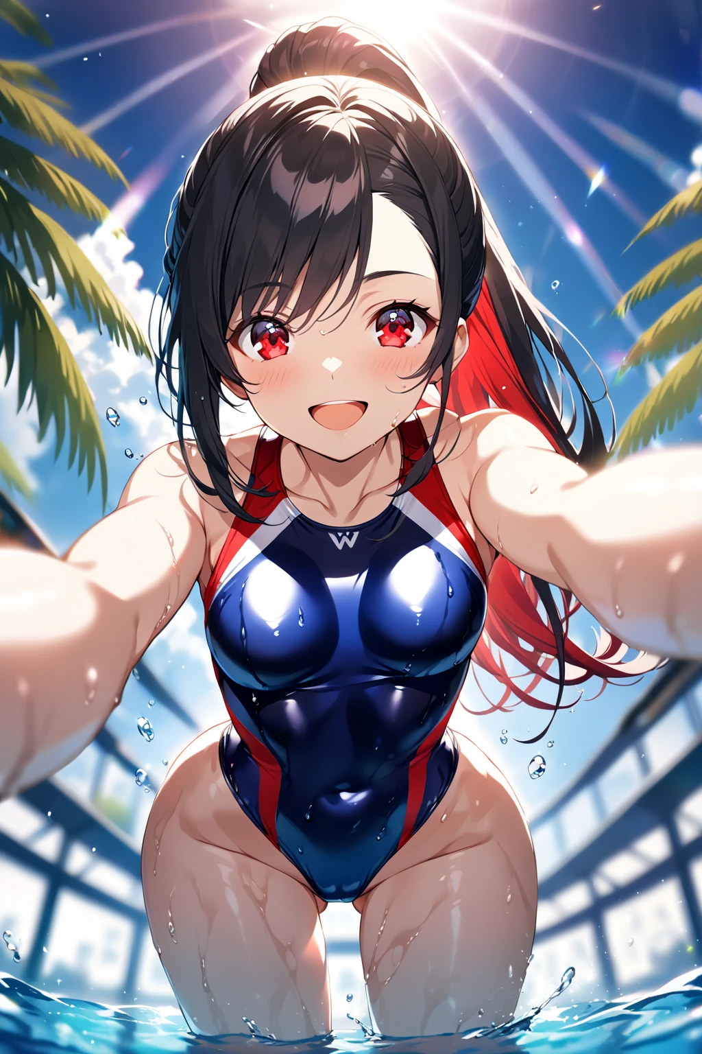 ((Highest quality、masterpiece、Anime Style、Highest quality、High resolution、8k、detailed、ultra-detailed:1.3))、Long legs、Sharp focus:1.2, Beautiful woman with perfect figure:1.4、(smile:1.2), double eyelid、30-year-old woman、Sexy pose、((((shut up.、One Woman、one piece:1.5)))),The background is Tokyo