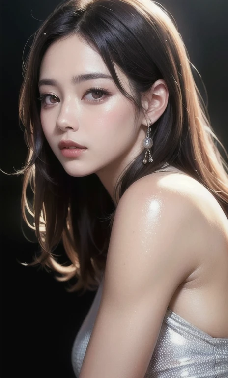 mix 4, (8K, Live shooting, highest quality, masterpiece: 1.2), (genuine, photogenuineistic: 1.37), 一人のgirl, cute, night, professional lighting, photon mapping, radio city, Physically based rendering, gradient black hair, gray hair, long curl hair, good looking, girl, highest quality, High resolution, 1080P, (clean face), (Detailed facial description), (detailed description of hands), (masterpiece), (Detailed CG)、extreme light and shadow、messy hair、master work、Rich details、(detailed facial features)、(highest qualityの)、(masterpiece)、(fine eyes)、detailed clavicle、((middle chest))、close your eyes、sofa、sleep、Lying、not wearing makeup、no makeup、