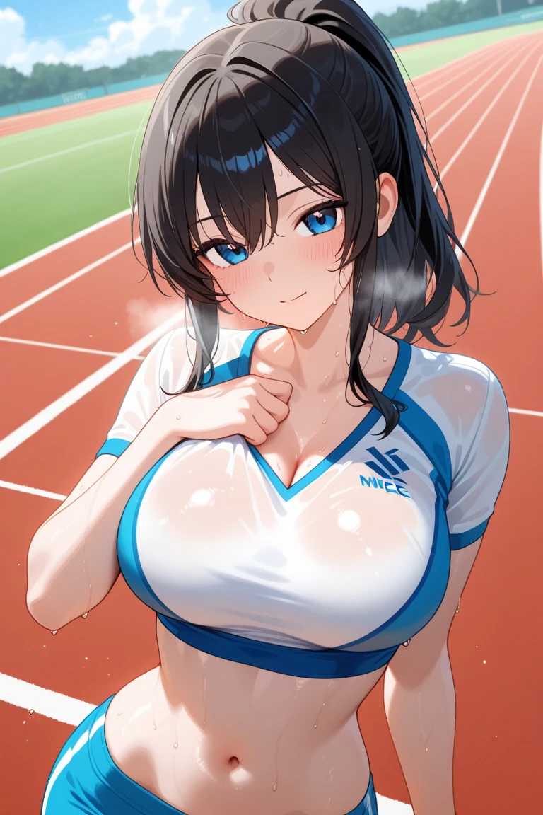 {{{{{16k,Ultra High-resolution realistic photograph of neat virgin first-year junior high school girl's in School-designated gym uniform with junior high ribbon as pretty as a actress in Grass schoolyard, She's in the first year of middle school, but she's too well developed, her cleavage tits are too beautiful, Her bra is showing through under her gym clothes, She's a virgin but she's popular popular popular and she just has an aura of being popular}}}}},{{Extremely detailed}},{{{{{dye her cheeks flush and integrated her head pure small, thick lips, Enchanting thick gross idol's Lips, She's a volleyball player so she has big boobs}}}}},{{{{{dark colored bang ponytail hair}}}}},{{{{{She get more attractive and smoother her body, her expression and appearance are transformed into that of a pure, Her white tits are so fluffy, and are depicted in great detail, but her sex appeal from her cleavage fills the schoolyard, her bodyline and tits and hips are getting cuter and cuter, She has been reborn as a pretty one-in-a-thousand-year girl with a sparkling aura of cuteness}}}}}