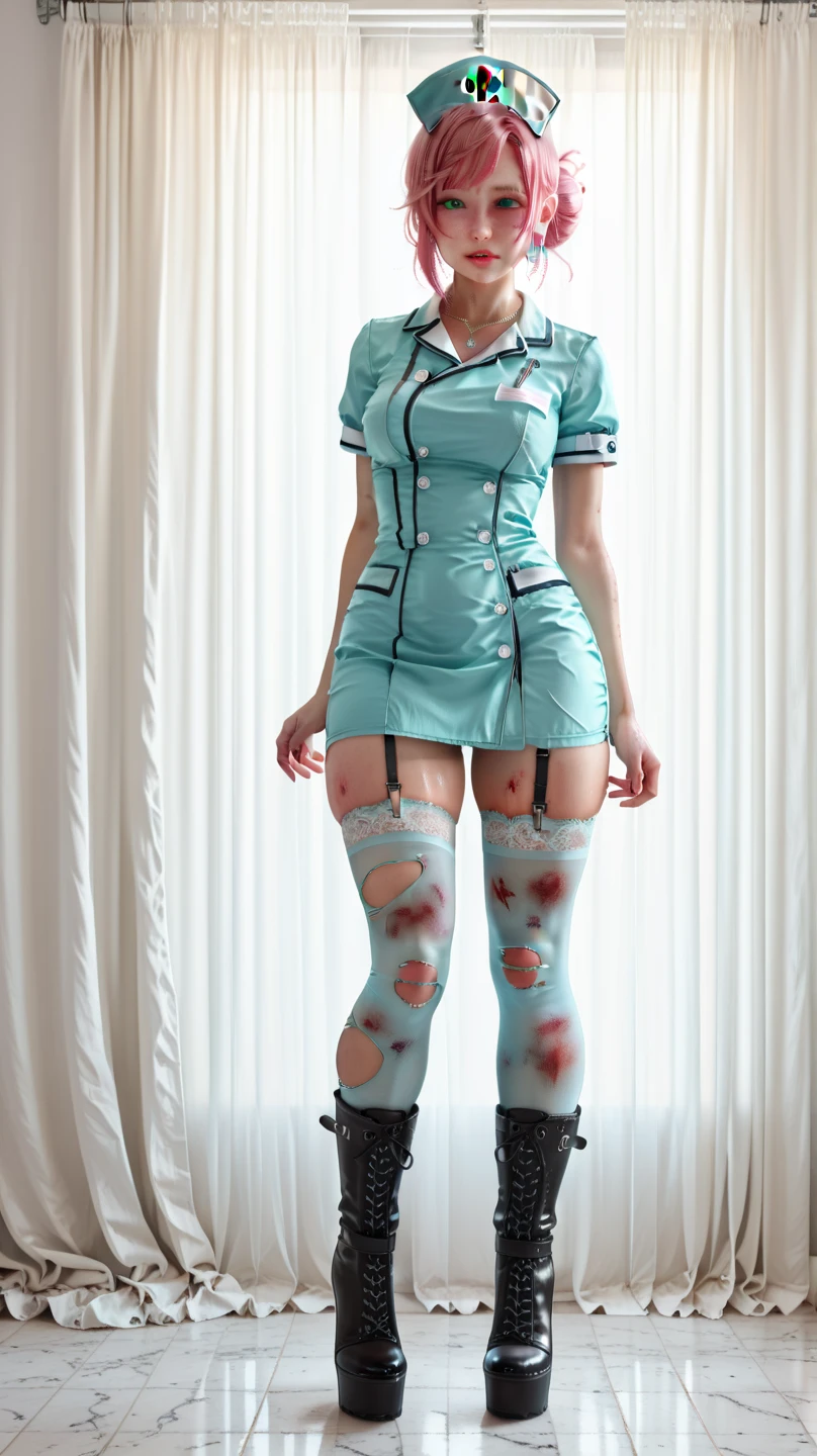 (((sexy tight revealing nurse outfit uniform))), Bondage, (((fire))), (((fire))), ( in a deep old abandoned tiny cramped filthy waste covered toxic waste dump on fire with fire everywhere), ((there are gas canisters and propane tanks around girl)), ((lying in deep pit)), tight choker, Tied Woman in a deep old abandoned tiny cramped filthy waste covered toxic waste dump on fire, ((fire everywhere)), ((room filled with fire)), looking down in dejection,, Full Body, ((arms behind back ankles tied together)), ((legs and ankles tied together)),((legs bondage)), ((ankle bondage)) , ((ankles tied together)), ((unable to walk)), ((knees bondage)), gorgeous sexy Woman very very very skinny anorexic waist,, very small exposed breasts, face scared, pain, horror, terrified, crying tears, (((20yrs old girl))), very long curly brown hair with bangs in high top pineapple bun huge hairbow, hair ribbons,, BDSM, slave