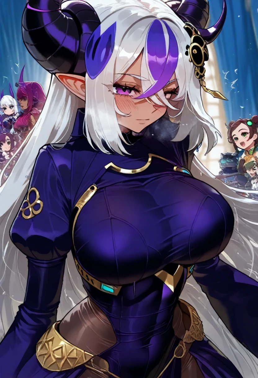White hair, black clothes, black stockings, gold ornaments, sexy witch, green embellishments, masterpiece, high details, ccurate, best quality, 8k,1 girl, cthulhu, dark, gothic, pretty face, (simple background), smoky makeup