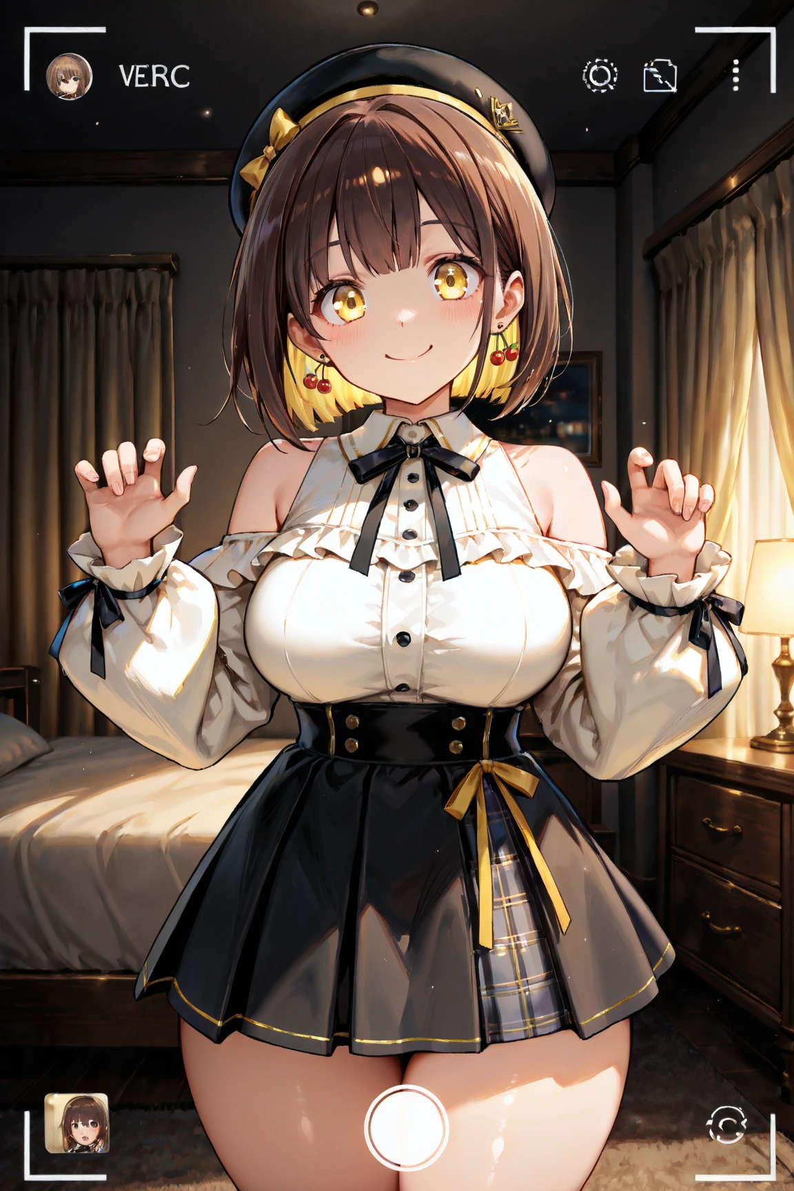 NSFW,Minami Kotori、Brown Hair、（Brown eyes：1.5）、One side up、ヘアribbon、ribbon、Long Hair、(Idol Dress:1.5)、(Perfect hands),(Perfect Anatomy),(masterpiece),(Highest quality),School,Embarrassed,blush