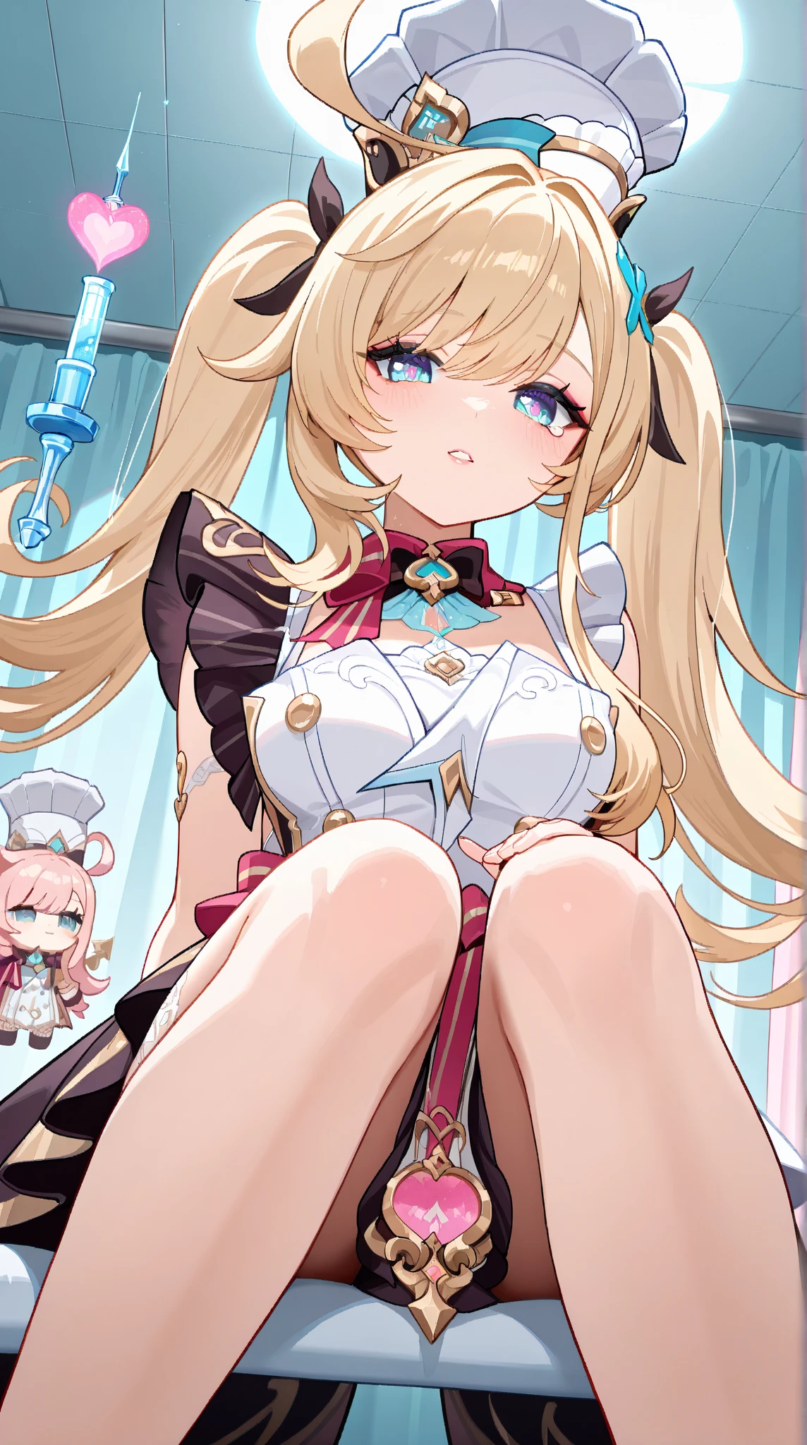 masterpiece,(high quality depth map:1.1), Best Quality, ultra detailed,unity wallpaper 8k,crunchy,(change:1.2),(pretty eyes), ((kawaii)), Beautiful, (beautiful),,,phonograph,, (ultra detailed), (The best illustrations), (best shadows),perfect lighting,vivd color,
,high priestess,inglete,beautiful white dress,Goddess,royal room,chair,white thigh high boots ,sexually suggestive,beautiful panties,arms in armrest,revealing outfit,open legs,