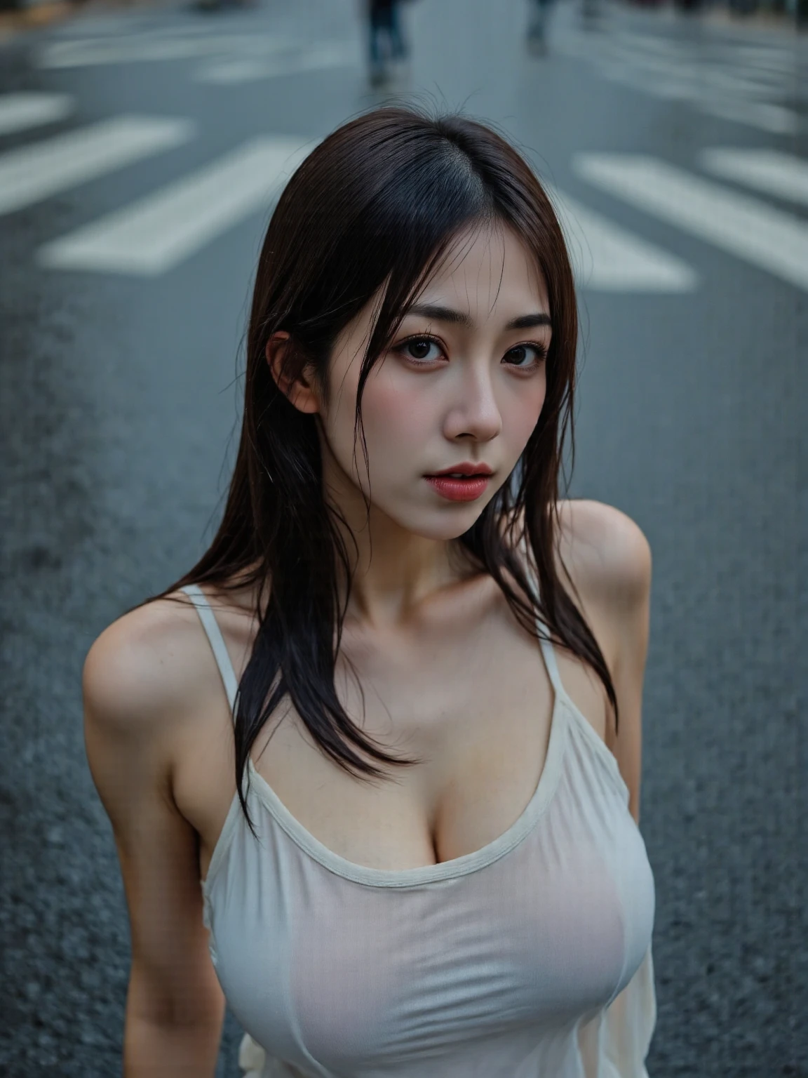 (8K、RAW Photos、Highest quality、masterpiece:1.2)、(Real、Photorealistic:1.4)、nsfw、(超Realな肌の質感、Highly detailed eyes and face)、(Cool Japanese women:1.1)、Large Breasts、Street Snap、hoodie