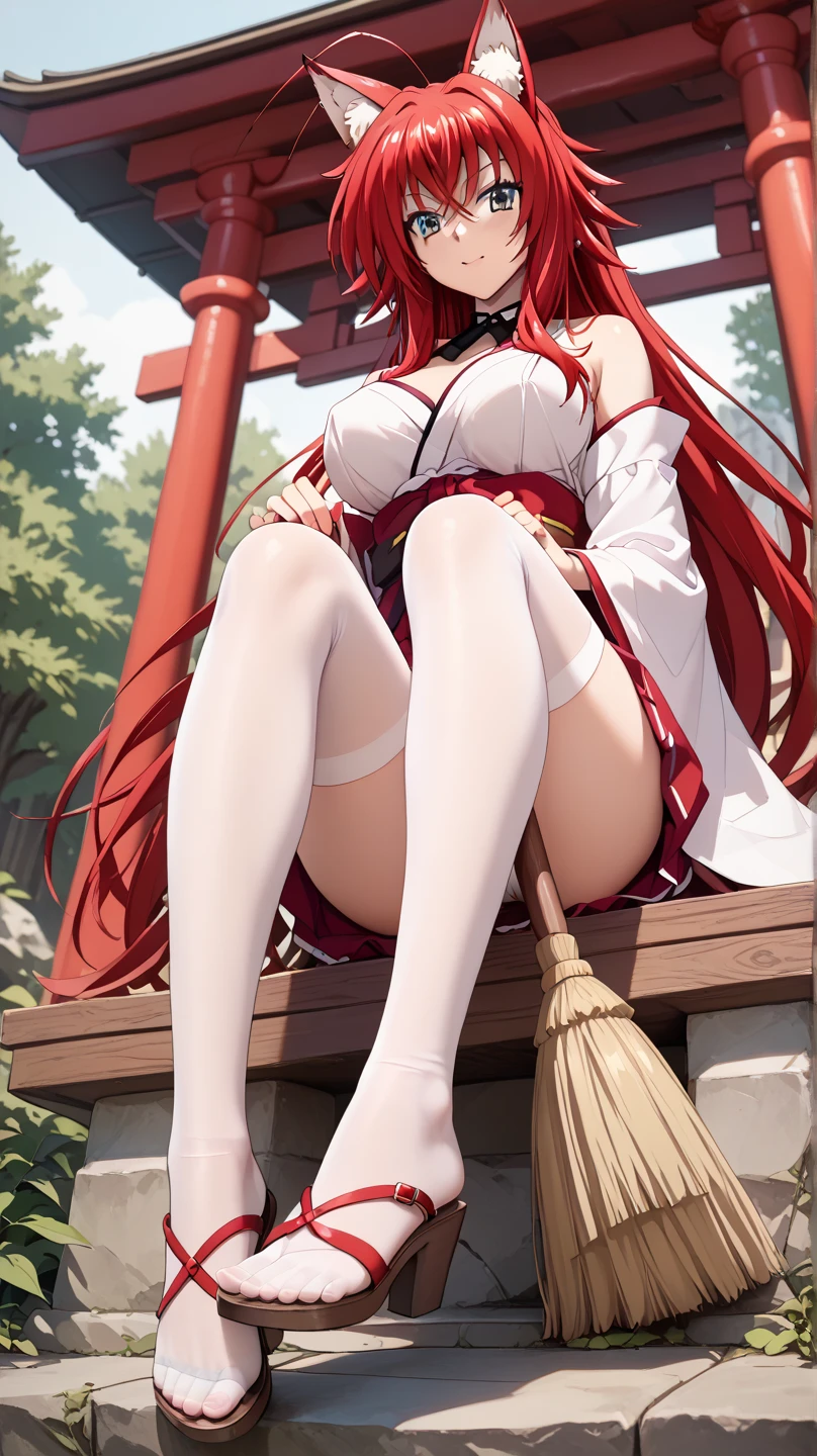 masterpiece, best quality,solo,(((Hakurei Reimu))),black hair,((blush)), ((tears)), ((shy)),((gag)),((white thighhighs)),((frilled socks)), ((((mary janes)))),((arms_behind_back)),((legs together)), ((bondage)),((shibari)),pregnancy,