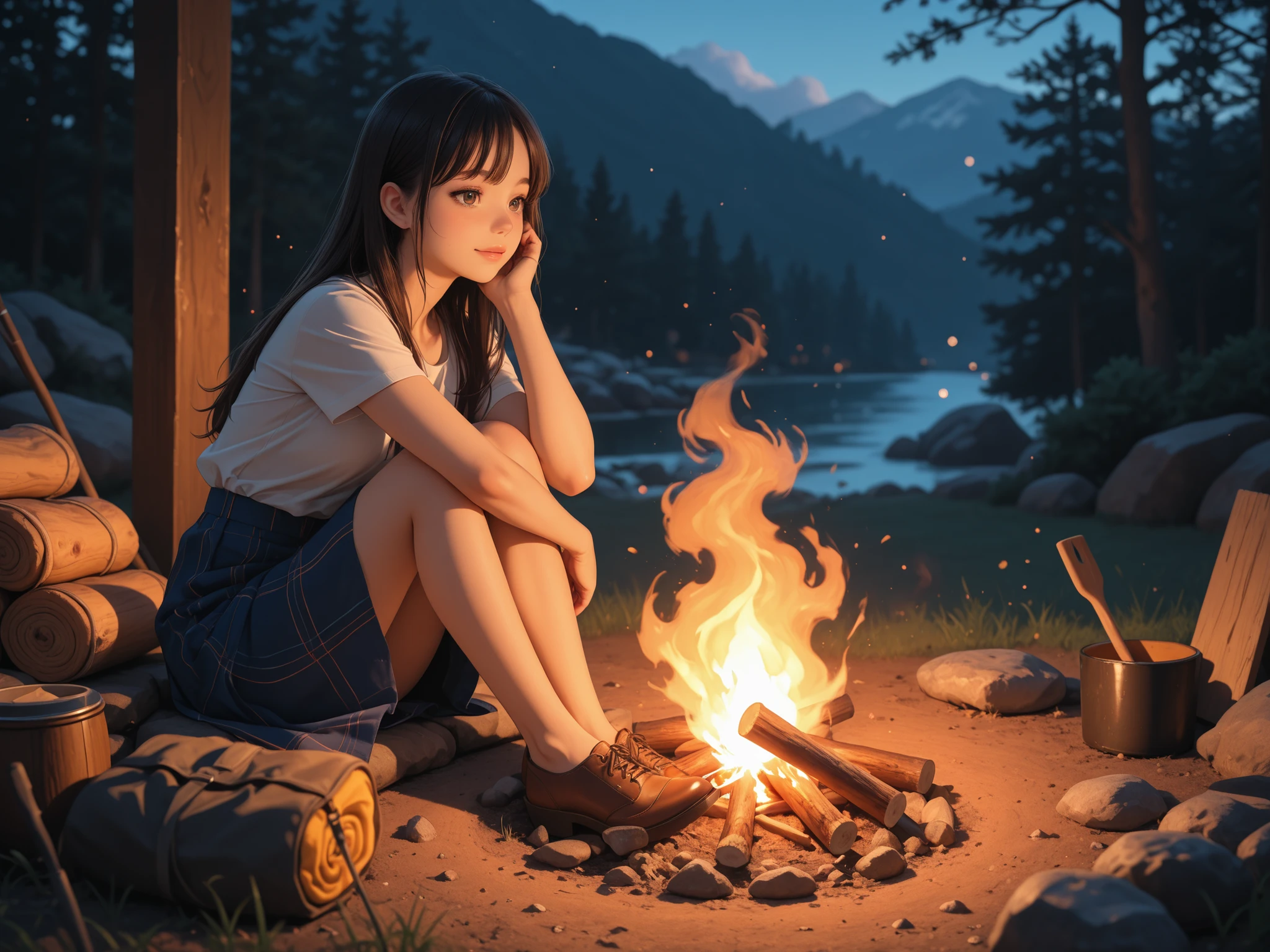 Sitting around campfire 