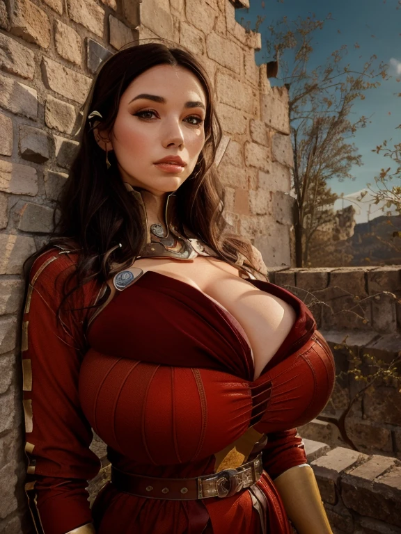 Foto RAW, Arya Stark, Extremely gorgeous lady, Arya Stark PLAYED BY MAISIE WILLIAMS, Queen Arya Stark, she a voluptuous busty woman now, milf, sexy revealing mediaeval battle dress, gladiator woman, body, 20 years old Woman, Roman slave dress, cotton dress, busty mediaeval costumes, body revealing costumes, perky breast, big natural breast, erotic costumes, lusty physique, seductive figure can capture every people's attention, Game of thrones House Stark costumes, revealing captivating figure, revealing clothes, Game of Thrones Series, (pele altamente detalhada: 1.2), 8k UHD, DSLR, soft-lighting, alta qualidade, grain of film, Fujifilm XT3, flawless picture, highly detailed, detailed Beauty, intricate, 32k, sharp picture, on bedroom balcony at sunset, cute detailed braided bun