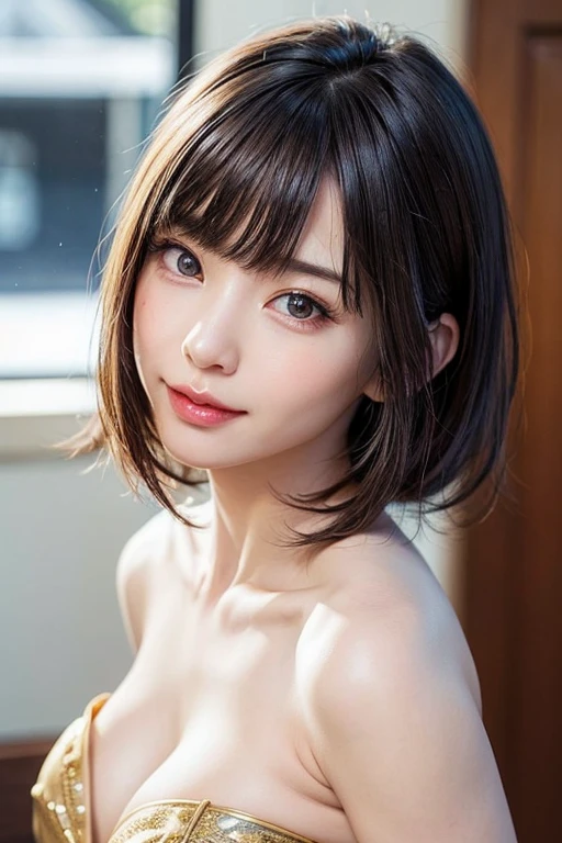 (Bob Cut Hair:1.2),1 person,Japanese,21 years old,(Small breasts:1.3),(Highest quality,masterpiece:1.3,Ultra-high resolution,),(Very detailedな,Caustics),(Realistic:1.4,RAW shooting,)Ultra-Realistic Capture,Very detailed,High resolution 16K human skin closeup。 Natural skin texture、,pores、、It needs to be detailed enough to be easily identifiable。 Skin tone is even and healthy looking。 Use natural light and color, Happy expression, Looking into the camera, Perfect dynamic composition, Outdoor、Cleavage、Earrings、Leaning against the wall、Raise your hand、Duck mouth、Armpits、freckles、Round Glasses、topless