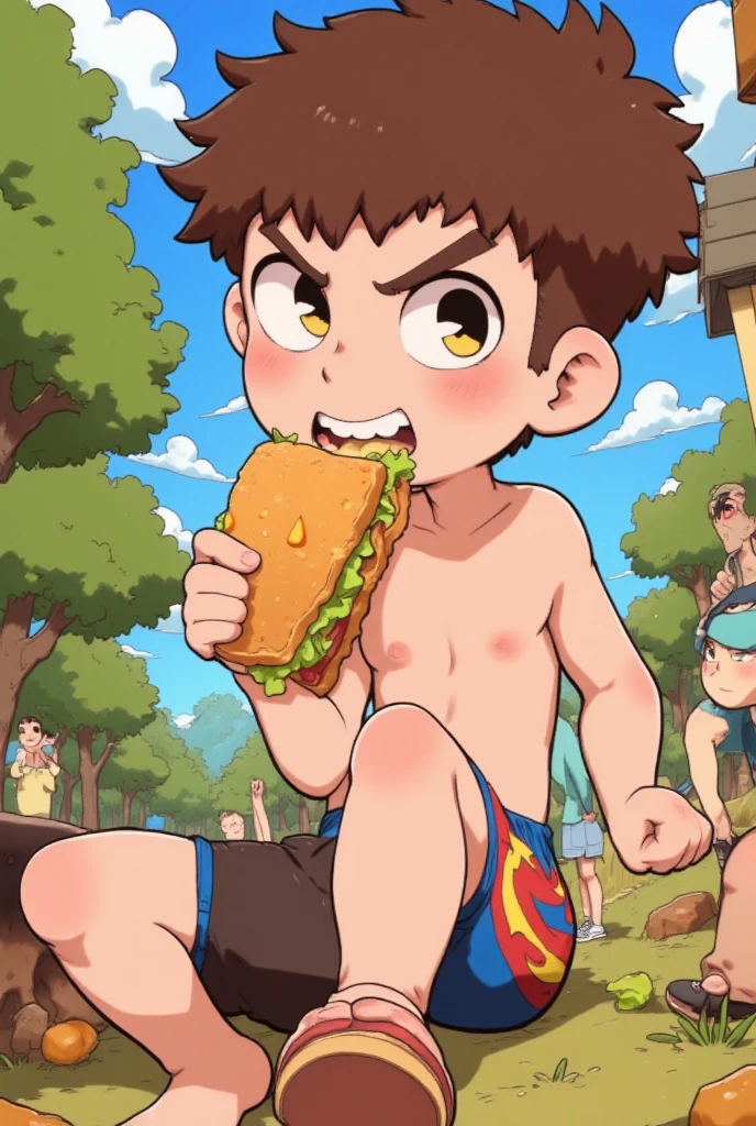 Chubby, fat, voluptuous, male, anime, illustration, Happy, Boys, Naked, Penis, Smile