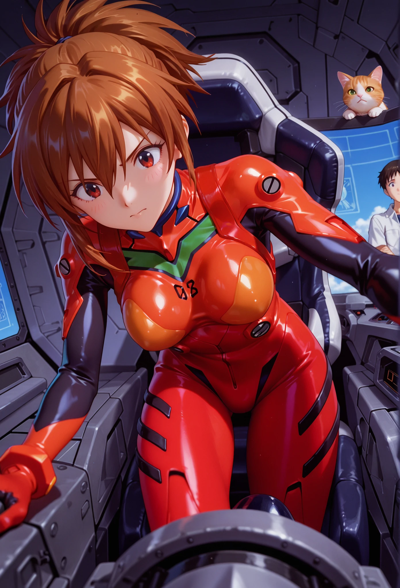 8k, Ultra-high resolution, Highest quality, masterpiece, Rule of thirds photograph,surreal, photograph, pretty girl, Cute Face, Beautiful eyes in every detail, Detailed,masterpiece,,,,,,,,,,, ( short hair, street, emo eyeliner, apocalypse, girl, nside the (cockpit) of a (futuristic spaceship:1.6), , blush,sitting on a chair, covered navel, space helmet, muvluv, eva helm, evangelion,, plugsuit , space helmet, eva helm,red bodysuit, short hair, upper body,,plugsuit, red bodysuit,evangelion,(red helmet:1.2), space helme, cat ears, smile, ,Japanese female,hort hair, bangs, blue eyes, brown hair, ahegao, red helmet, , masturbation, fingering, \ sitting, legs open, legs raised,