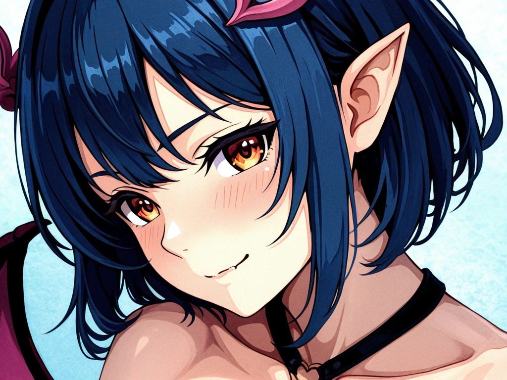 Anime Women, Adult women、amount、Medium length hair、Navy Blue Hair、7:3 parting、Sharp eyes、Hanging eyes、Purple lips、freckles、Elf Ears、Has black deer antlers on its head、Dragon's Tail、Cobalt blue body、Cobalt blue skin、Are fat、Chubby、Sensual、obesity、Double chin、Fatty neck、Big Breasts、Saggy breasts、Thick upper arms、Thick arms、thick fingers、Fat belly、Flabby belly、Thick legs、Big Ass、nude、Big nipples、Large areola、Purple areola、Thick pubic hair、sweated profusely、Gloss、Lying down