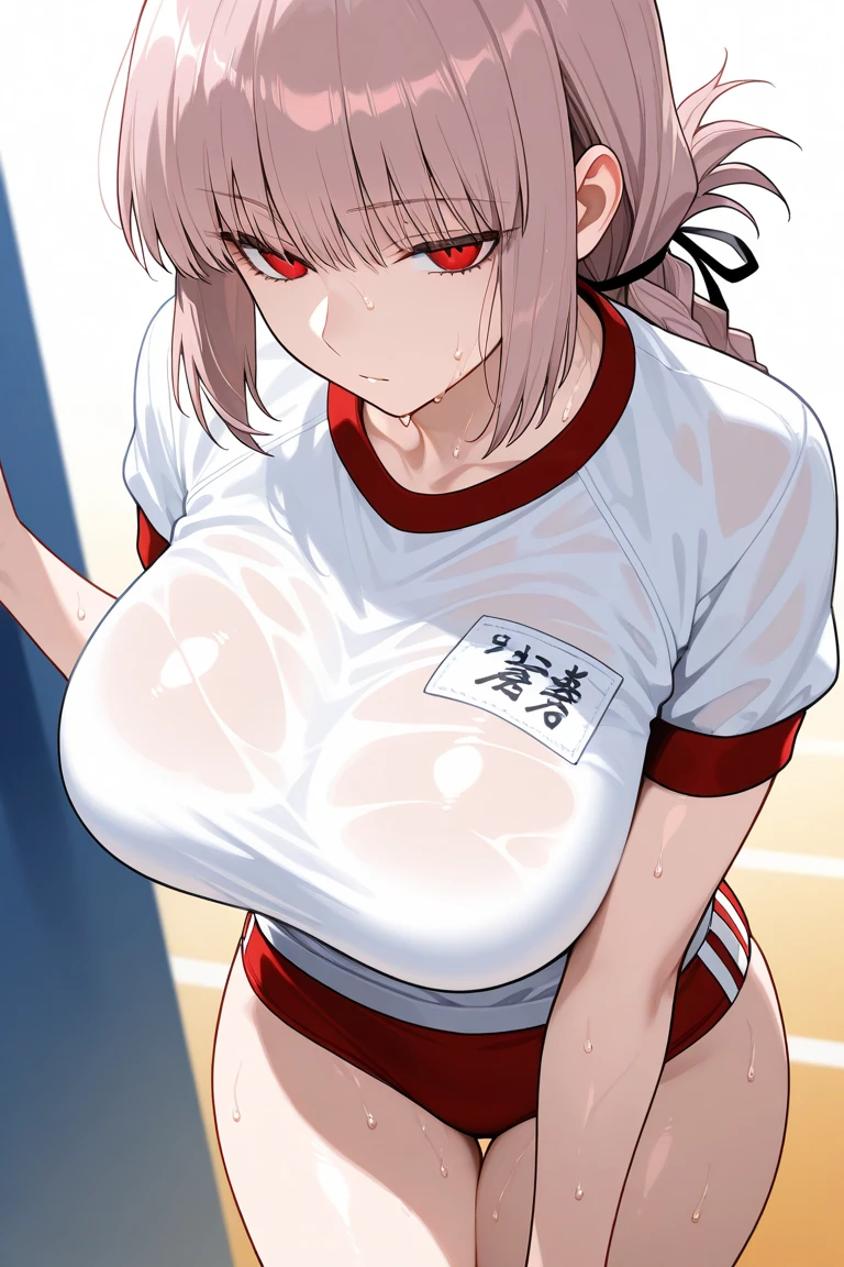 Shaggy Head、Gray Hair、Training wear、Big Breasts、Big Tits、Sweaty body、Too eyebrows、Being held down、手足をBeing held down、Bloomers、男にBeing held down、