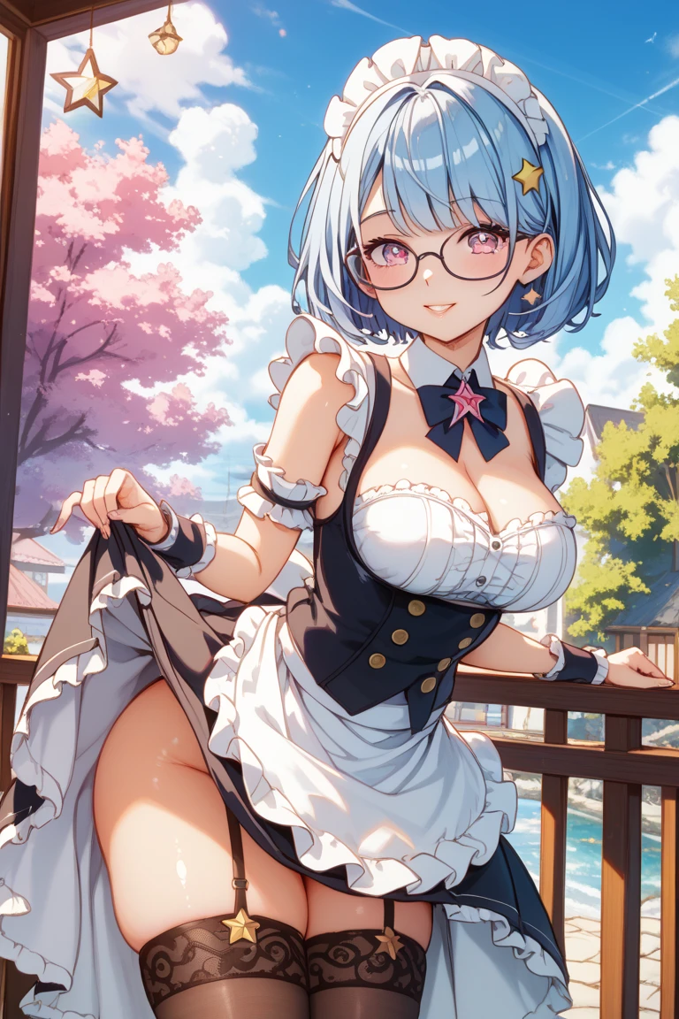 8K、masterpiece、Japanese、Woman wearing glasses、Neon(nod)、from the front、smile、Childish、Small breasts、See-through underwear、night、Bedroom、Show your underwear、mini skirt