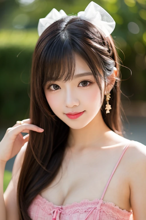 An Arafat woman leaning against a railing with a backpack on her shoulders、Anime Thai Girl、Attractive girl、Young and pretty girl、若いAsian woman、若いAsian Girl、Cute face girl、Attractive pose、The innocent look of the girl next door、Casual pose、Asian Girl、Cute young woman、Beautiful model girl、Asian woman、masterpiece、8k、Cleavage、big、Bust Details、Hair Details、Eye details
