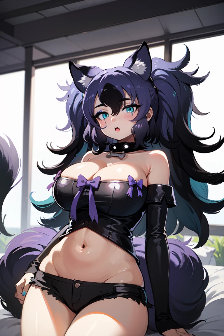 16K Ultra High Definition
Highest Quality
Glamorous cat girl
Super big ass and super big ass
Super Detail
Ultra-realistic body
Shiny skin
Glossy detailed hair texture
long beautiful long hair with gradient color from black to blue,,,,,,,,,,,
Sly smile
Cute fangs and pink tongue peek out
plump pink nipple rings protruding slightly from her outfit
Collar with bell
Sexy on her body、This pose is、It is a pose that hides very large breasts with hands.
Tail extending from her ass
Bewitching smoke covering the surroundings。The background is a Japanese-style room at night where you can see the moon from the window
