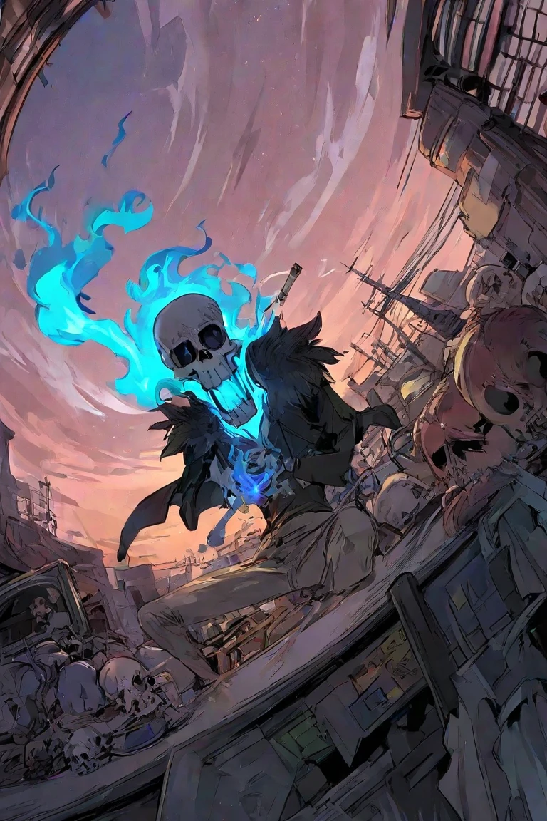 Skull, skulls, skull print, skull in the sky, angel, wings, cloak, futuristic world, neon fanari, neon numbers, 32, cannabis bushes, marijuana leaves, neon fireworks, neon city, neon lights, sorceress, witch, skull, dragon, magic items, elixir of life, magical, fruity anthropomorphic, jacket and with mechanical weapons, pixar animation, Disney animation, cool blind box, OC rendering, ray tracing, high quality,  High detail, high resolution, 8k, bust size, it means &quot; A reference to the animated film &quot;Interstella 5555&quot;, Adventure Time, Bleach, Bankai, Neon Rays, Spectral Rays, Galactic Cycle, Water, Boho Style, Fashionable, Cool