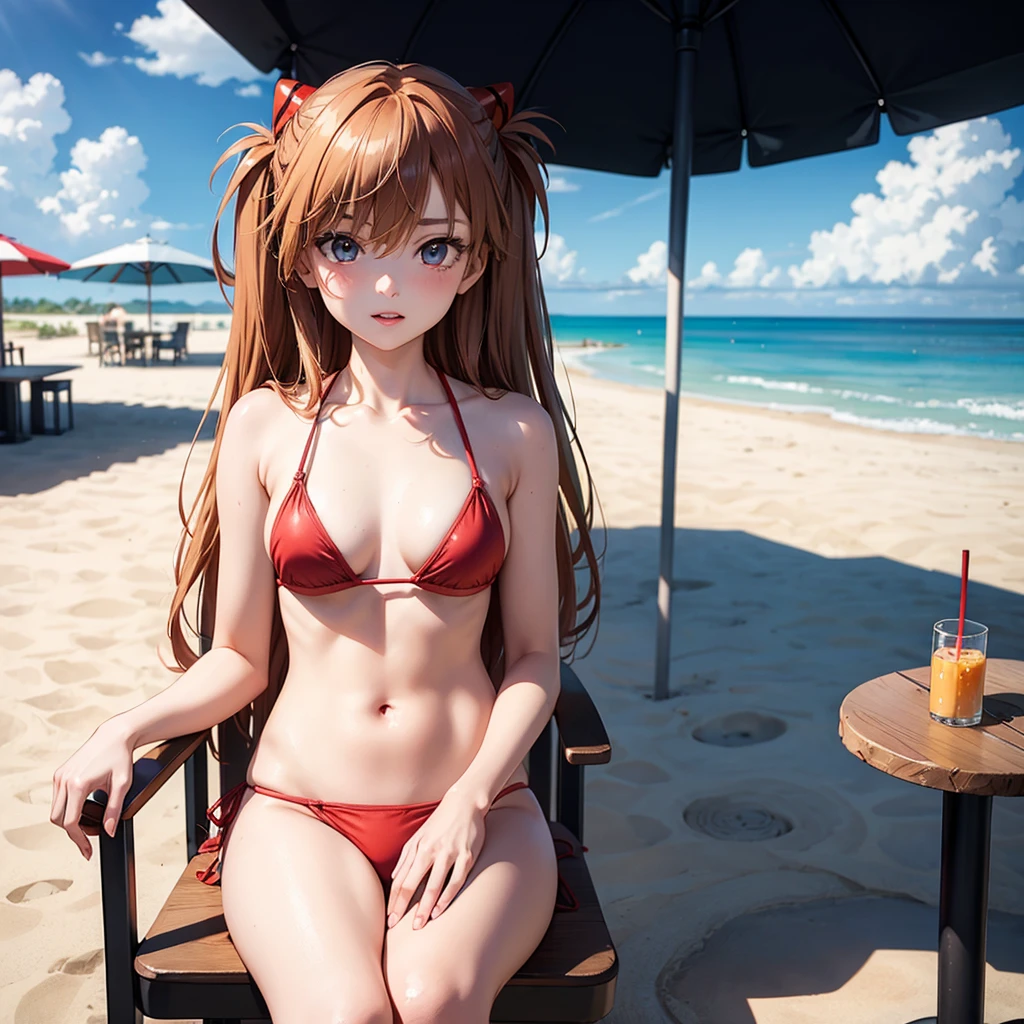 masterpiece, best quality, (realistic,photo-realistic:1.4), (RAW photo:1.2), extremely detailed CG unity 8k wallpaper, delicate and beautiful, amazing,finely detail, official art, absurdres, incredibly absurdres, huge filesize, ultra-detailed,extremely detailed eyes and face,light on face,little smile,(caramel hair:1.3),jungle background,very long hair,(wearing bikini:1.4),asuna yuuki,(snow vilage:1.5)