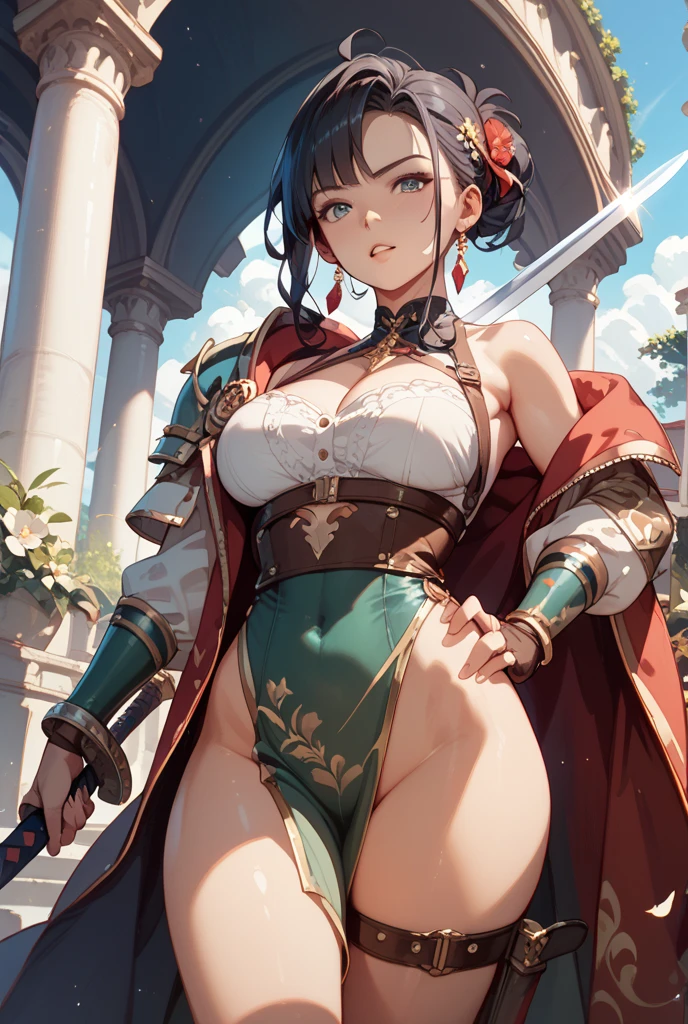 (absurdres, highres, ultra detailed),masterpiece,best quality,high resolution,8k,Realistic face,Realistic skin texture,magnified textures, stunning clarity,detailed anime girl,ultra detailed eyes and faces,medieval mongolia,15 years old girl,laugh,busy,look at viewer,cowboy shot,walking pose,thin body type,plains of mongolia,mongolian tent,big breasts