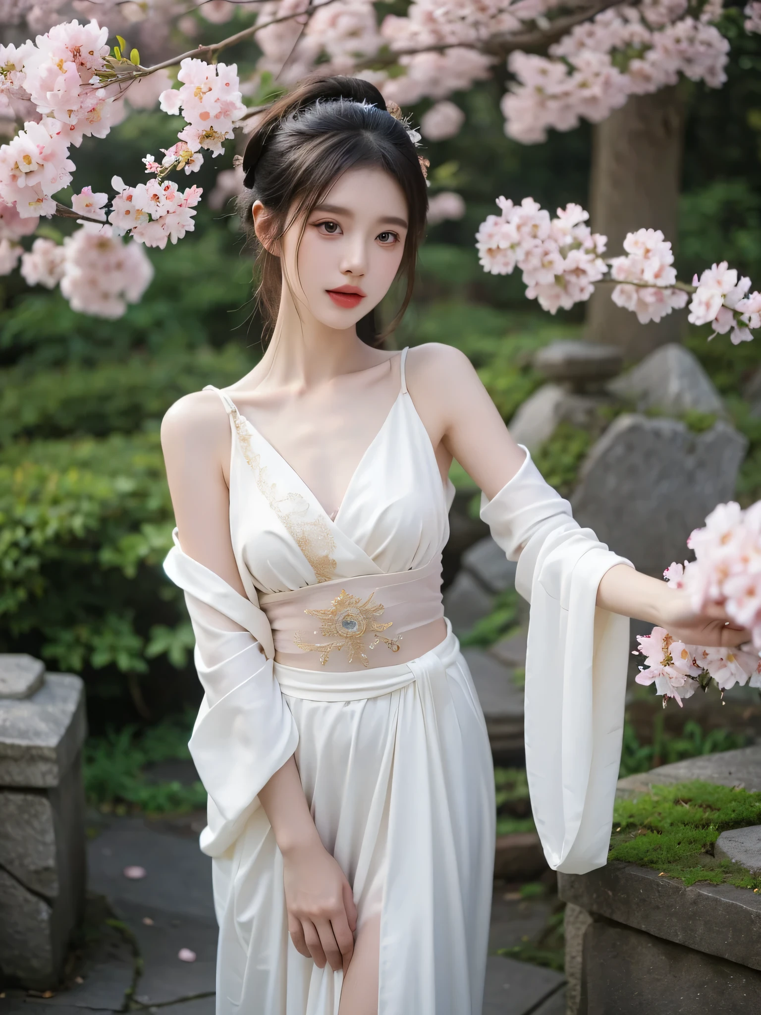 1girl, (beauty breast), (upper body), ((very transparent) Hanfu), (erotic_pose), indoor bedroom castle (blur background), (masterpiece),leejieun, (aphrodite goddess), pretty young face (Russian) (Asian), adept art, very best quality detailed face:1.5, (8k HD graphic, (soft and chill light), best quality detailed ultra highres:1.2 dynamic lighting, artstation, winner photography, volumemetricslighting),