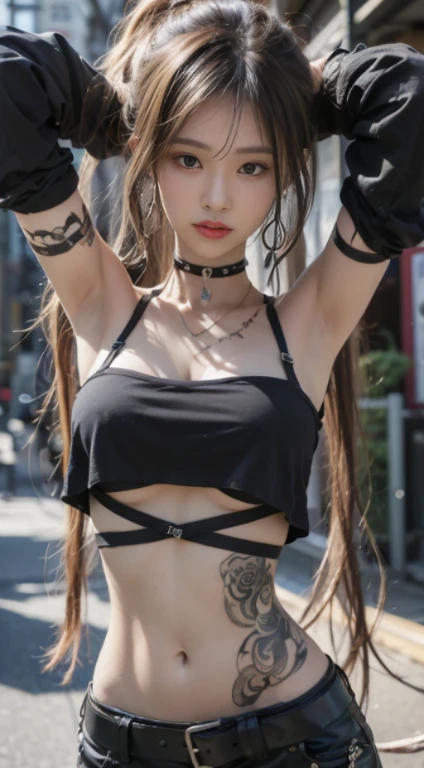 ((​masterpiece:1.4)、(top-quality:1.4)、(reallistic:1.7))、masuter piece:1.4、(Top-of-the-line rendering:1.4)、(steampunc:1.4)、Ultra-realistic portrait of Queen Quito、The beautiful queen of the galactic frontier planet Kaval、Super beautiful girl queen、((1girl in:1.4))、Shiny natural skin texture、(赤い革の衣装を着たsteampuncの女王:1.4)、steampuncなピンナップガール:1.4、steampuncな美少女、steampuncビキニのかわいい女の子、garterbelts、(Wear a harness that fits your body:1.4)、Red leather ??????、steampuncルーム、steampuncサイバーパンク、詳細なsteampunc赤ビキニ:1.4、(An outfit that emphasizes beautiful ???????:1.4)、age19、(Cute tattoos:1.4)、(Perfect female body:1.4)、perfectly proportions:1.4、Portrait photo of a girl、(standingn:1.4)、(Upper body photo:1.4)、Fantasyart、Soft front light、美丽的面容、Beautiful udder、large full ???????:1.2、???? ???、A detailed eye、Beautiful and attractive eyes、beautidful eyes、Narrow waist、beauty legs、Raw photo、red-lips、Red high heels、(tiarra:1.4、a choker:1.4、a necklace:1.4、耳环:1.4)、1 screen display、steampuncな宮殿に立つ超美人女王