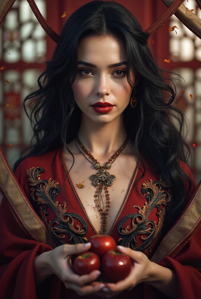 vampire,  sorcerer, 1 female,
(ultradetaled elegant, beautiful face),white skin, (HD makeup), (huge breast),(cleavage),(breast hide),(long curly hair), (blond:1.1) 
 (jewelry),multiple stitched layer,(black and red robe:1.25), (silk shirt:1.2), (intricately detailed, fine details, hyperdetailed),
,(stone temple on background:1.1), highly detailed, hyper-detailed architecture
magical atmosphere,(full body:1.3), (detailed skin, skin texture), 
High detail RAW color art, photorealistic,raytracing, subsurface scattering, diffused soft lighting, shallow depth of field, by (Oliver Wetter), by Leonardo da Vinci, photographed on a Canon EOS R5, 28mm lens, F/2.8, sharp focus bokeh