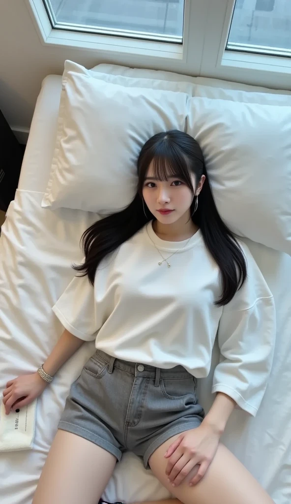 <lora:betterCuteAsian03:0.3>, (oversized_shirt:1.3), multicolor oversized_shirt,
good hand,4k, high-res, masterpiece, best quality, head:1.3,((Hasselblad photography)), sharp focus, (cinematic lighting), night, soft lighting, dynamic angle, [:(detailed face:1.2):0.2],(((sitting on a bed))), outside,   <lora:oversized_shirt10:0.5>