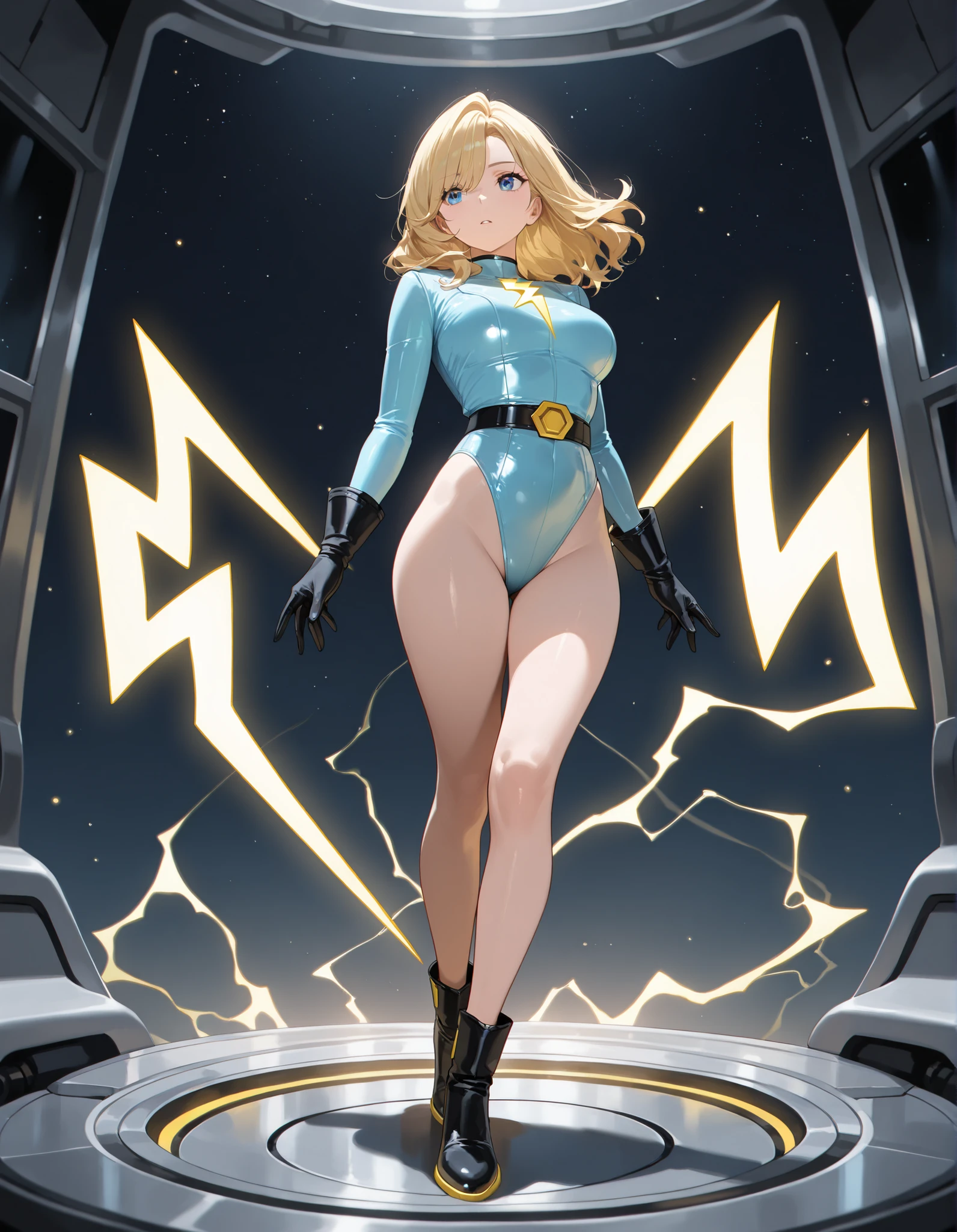 masterpiece, best quality, agrias, grey sweater, black leotard, twirl, spin, blonde hair, superhero, boots, tornado, whirlwind, solo, bare legs, whirl, wind effects, spinning into a tornado, fast spin, stand, time travel, travelling through time, highleg, perfect hands, perfect fingers, highleg leotard, powering up, tornado swirls