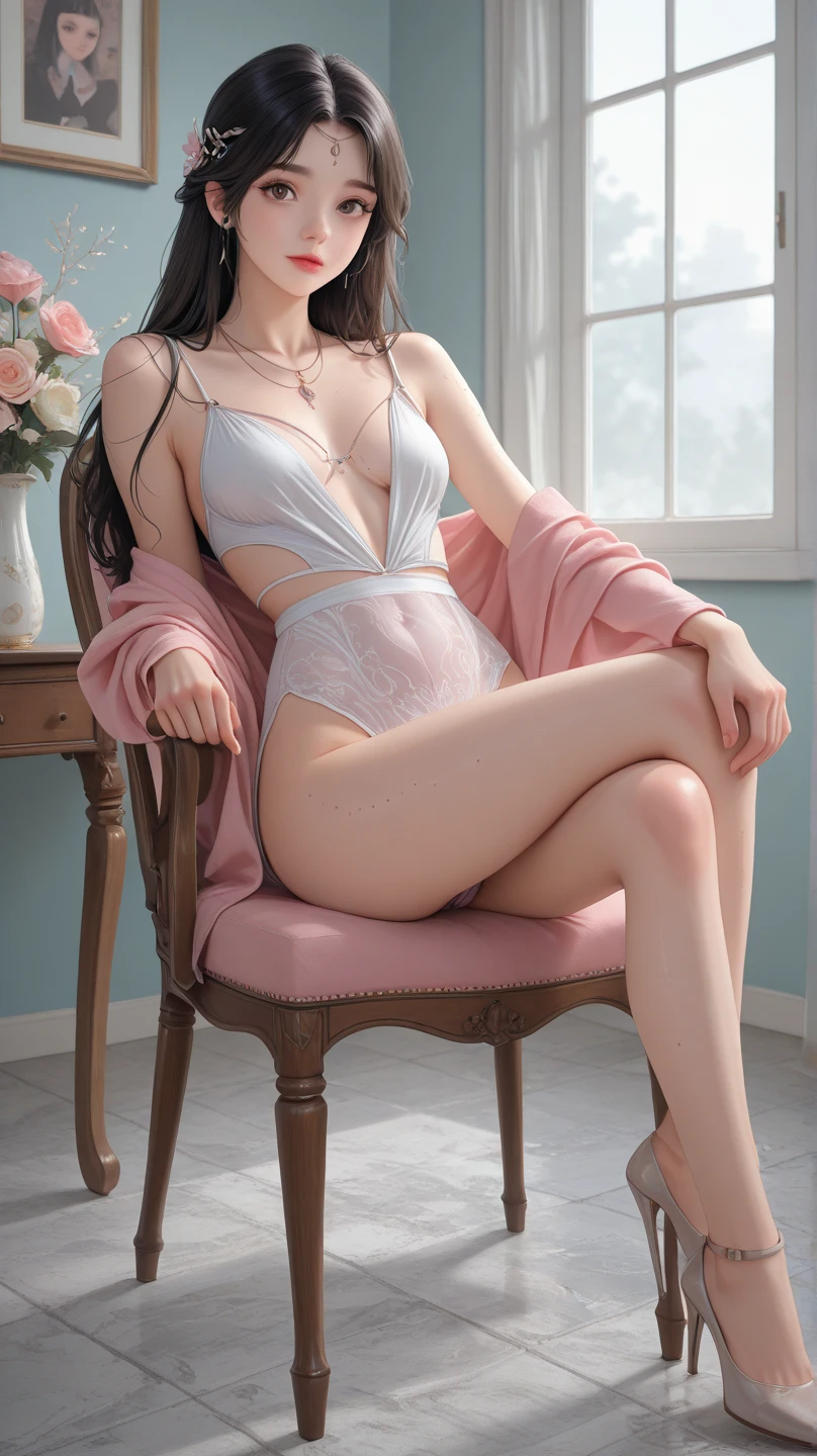 Una caricatura de una mujer en bikini con un top floreado, Nico Robin, seductora chica de anime, Bikini realista, Hermosa y seductora mujer de anime, commission for high resolution, swimsuit, attire: bikini, seductor retrato de Tifa Lockhart, is wearing a swimsuit, Tifa Lockhart, Tifa, fullbody commission for, oc commission, Marin Kitagawa Fanart, swimming suit, Camiseta vectorial lista para imprimir, Colorful graffiti illustration of a beautiful young woman in her 20s, hermosa cara sonriente, con toques de color, painting oil painting, colores ricos, action shot, gran detalle, fondo blanco, Araffe sentada en una rama con un fondo blanco, sin fondo
