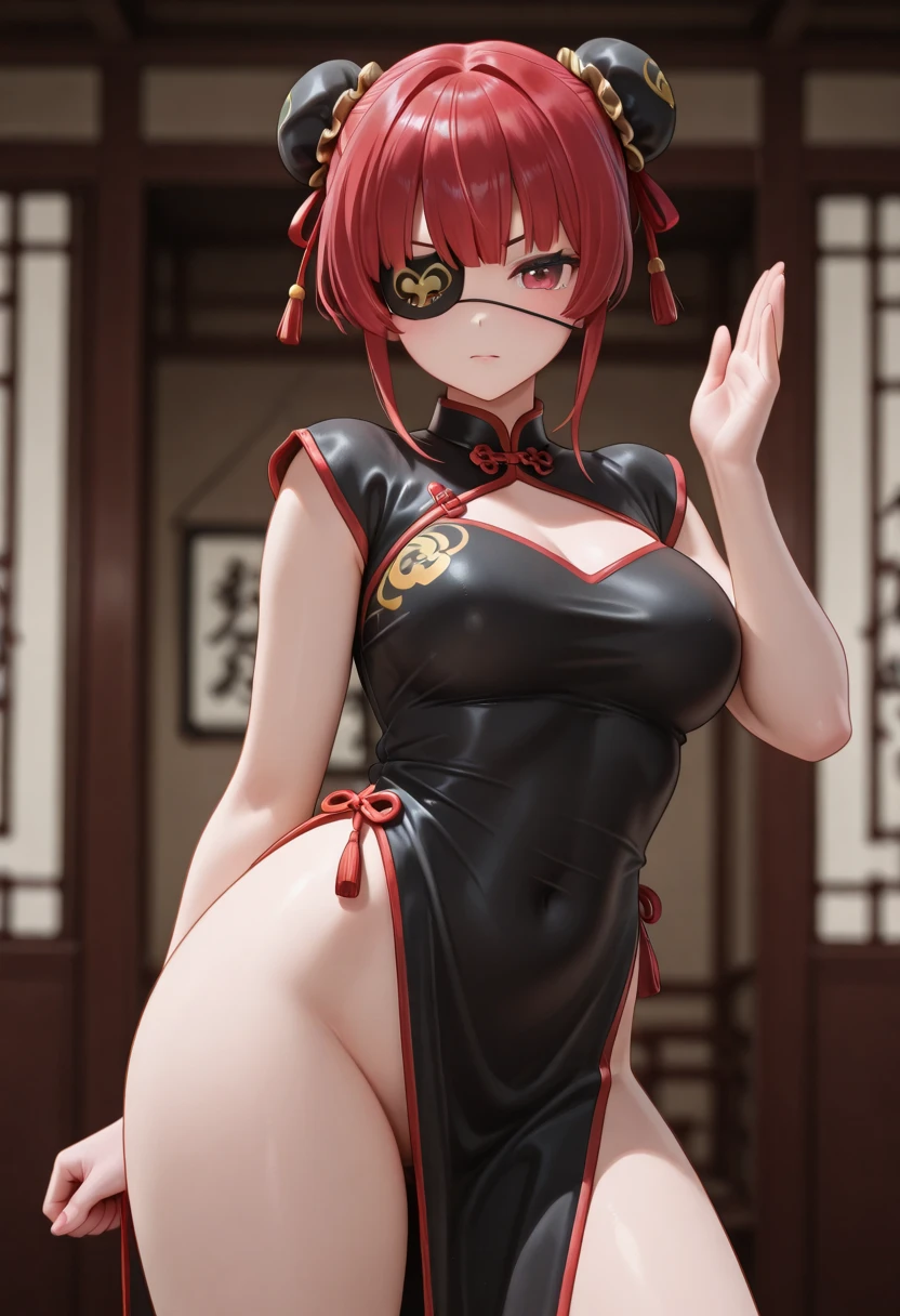 ((masutepiece)), ((Best quality)), (Ultra-detailed), ((kawaii)), cute, (lovly), ((Sexy)), (Ero), ((Extremely detailed)), 4K, (8K), Best quality, (Beautiful), Illustration, Anime style, Painting, Dynamic Angle, Full body, gradients, (kung-fu squat:1.2), (Float your hips in the middle), (Open legs), (Fold your hands behind your head:1.2), In a room in Chinese style, Cute little girl s, 1girl in, Chinese dress, Solo, Beautiful red hair, Beautiful red eyes, ((Beautiful eyes)), big chest out, poneyTail, Cool, blushed face, Sweat, gritted teeth, steam, sparkling effect, Lens Flare, shiny-glistening, gleaming