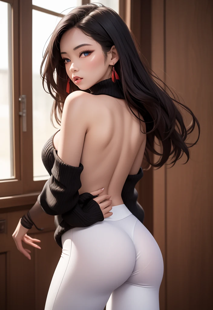 (masutepiece, Best Quality),fullnude 、(Looks Back:２.0)、（（all-fours：２。0））、(Raise your buttocks：２．０）、（Put your hands in front of you：２．０）、1girl in, Beautiful face, Sorazizhi,full body Esbian、fold hand with
