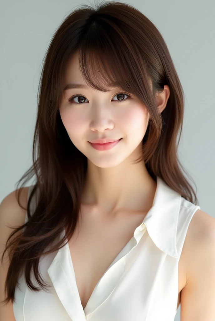1girl,3d,artist name,blurry,blurry background,blurry foreground,bokeh,breasts,brown eyes,black hair,chromatic aberration,collarbone,depth of field,lens flare,lips,looking at viewer,motion blur,open mouth,indoors,photo background,piercing,realistic,long hair,straight hair,smile,solo,sweater,swept bangs,teeth,upper body,summer,camisole,smooth cloth,cardigan,
messy hair,sleeveless,white room,evening,show arms,no brown,no window,lightly dressed,breakfast