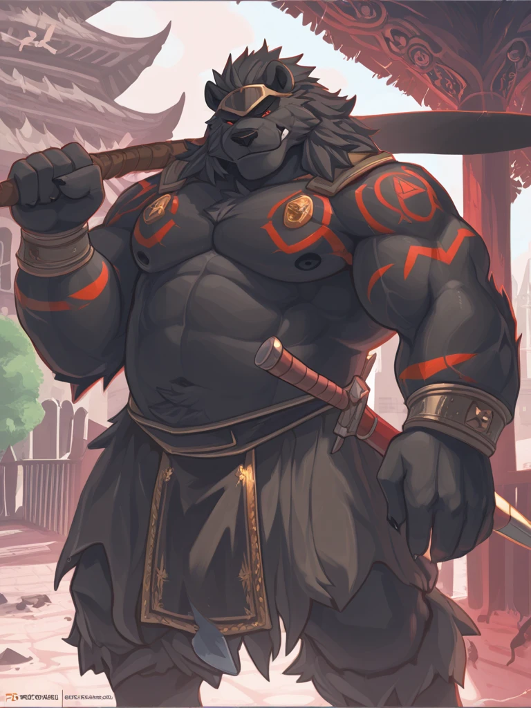 Alone, ORCBEAR, Male, muscle, intestinal muscle, big belly, calnçan, large, Male mature, old. front view