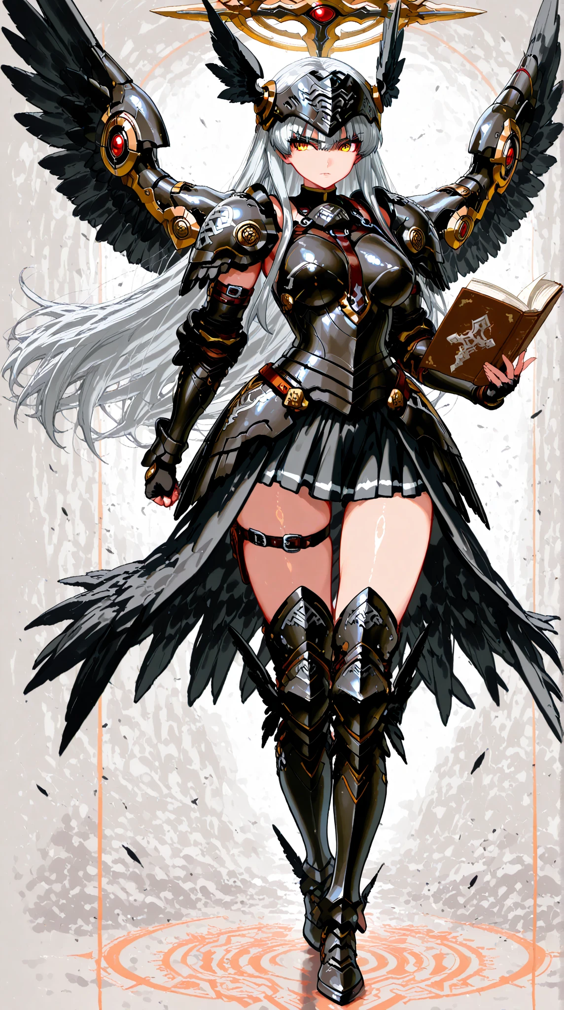 a black and white comic style detailed goth illustration of a female goth girl angel of death, heavy metal cloth style, big black wings, sandman death style