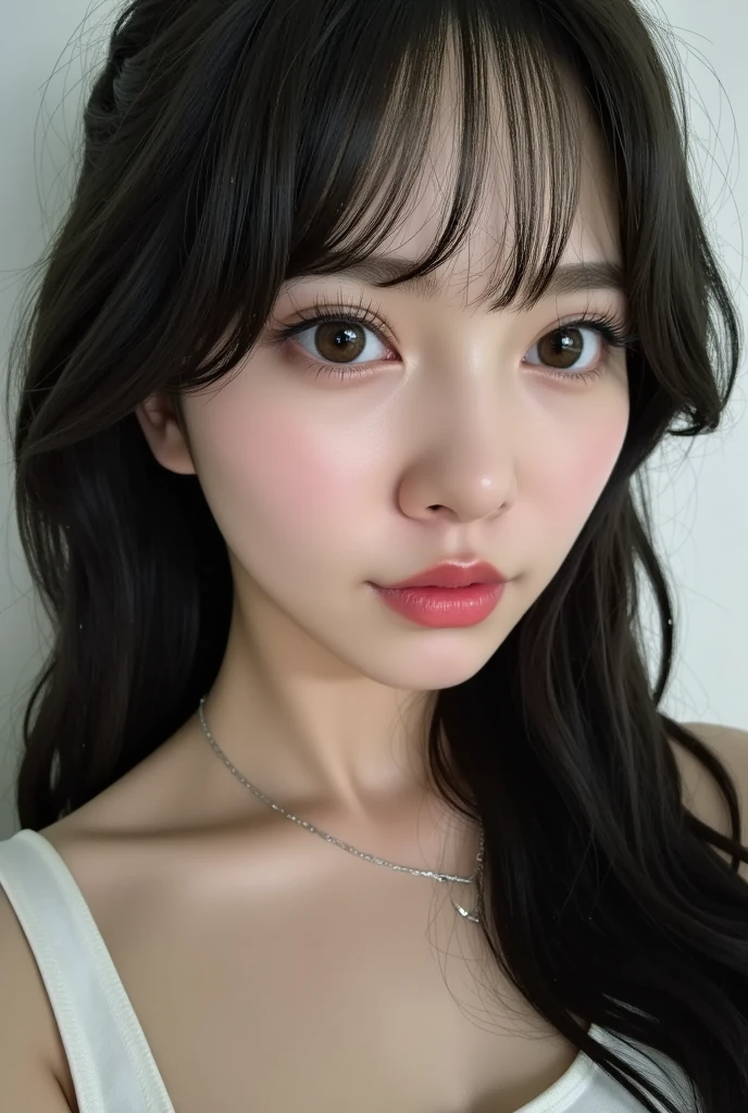 {8k},{}、{High resolution},{Clear images},,{Chest-up shot}、{a beautiful girl 18 Yo},{single eyelid},{blue eyes},,,{{White skin}},、Narrow eyes,High nose,{{Face lighting}}、、{Intellectual beauty}、{skinny}、{No makeup}、、{Face lighting},,{{Shiny Hair::Straight Hai::Parted bangs}}、