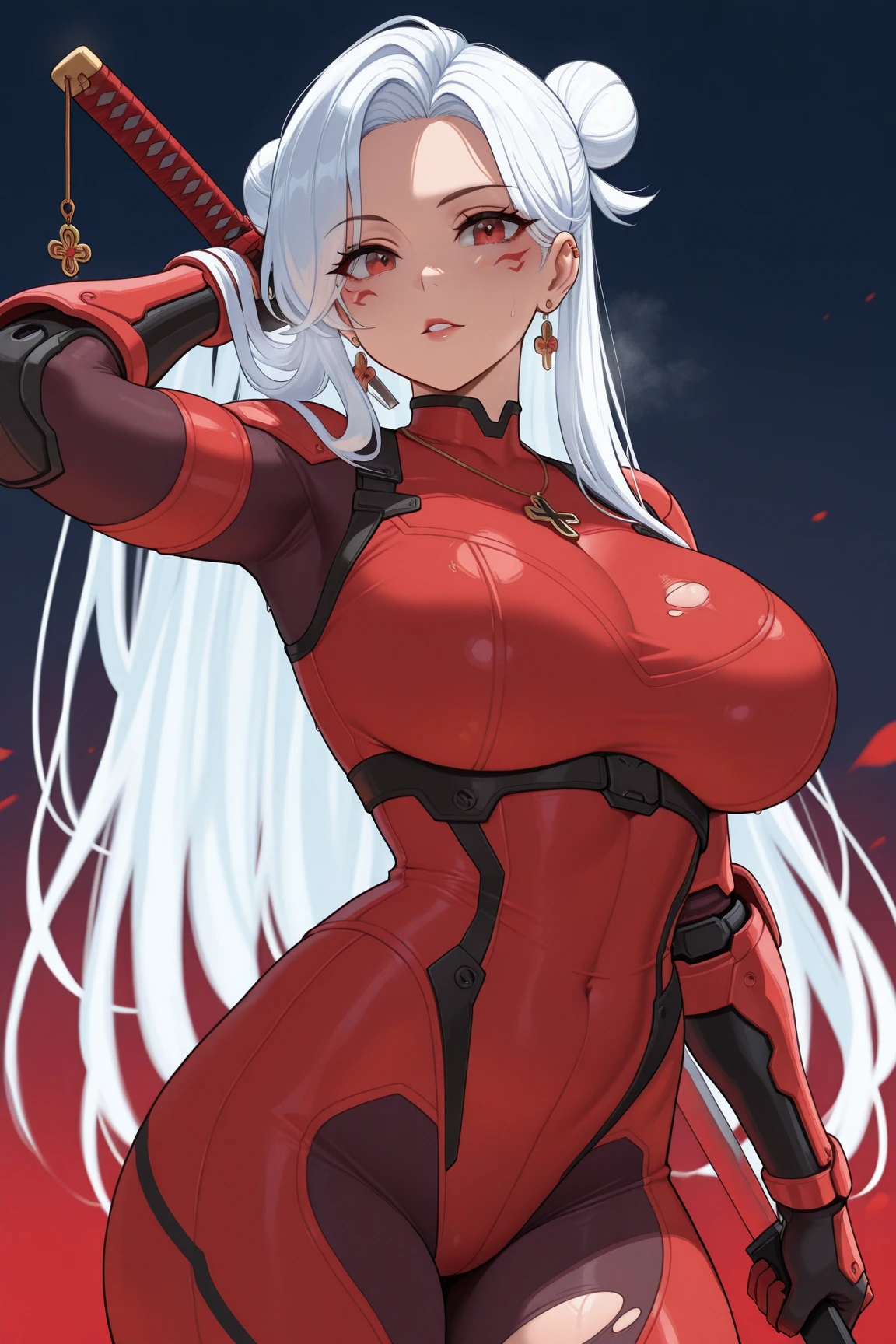 Qualidade de imagem superior, Super Detalhe Anime Super Detalhe, obra-prima, tre anatomicamente correto, 1 milf, Sozinho、blush vermelho, sexual arousal, Cabelo bob rosa, (Colossal tits), coxas coxas coxas suadas: 1.6), Pele hidratada realista, ((corpo molhado)), Olho de detalhe, erotic, ((uma