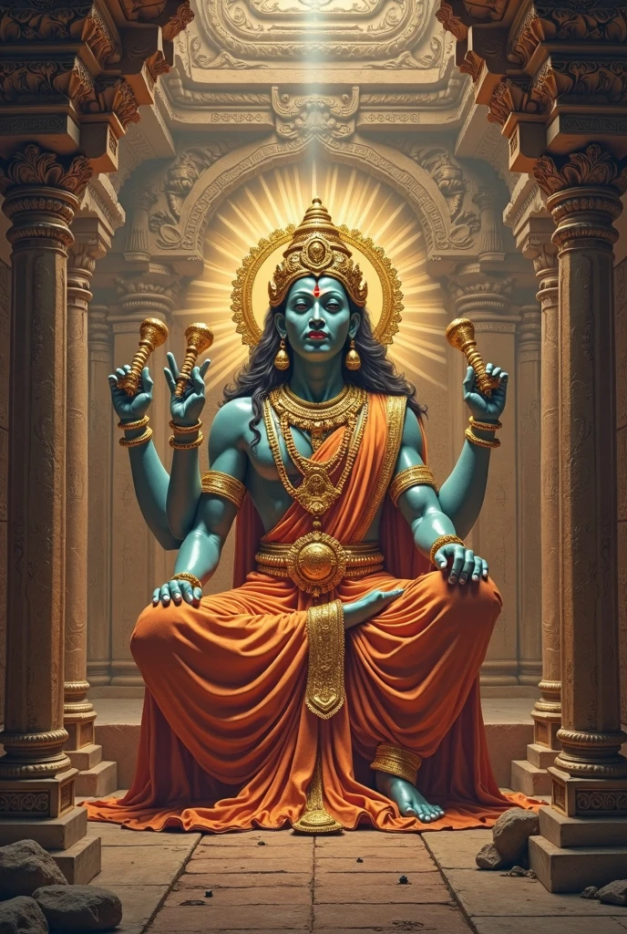 ((Masterpiece of Photorealistic Painting Art)), ((Best Quality: 12K resolution)), ((Amazing Detail: Rich texture and intricately detailed features)), ((Illustration: Blending traditional and modern elements)), ((A High Resolution: 12K pixel count)),

Lord Shiva, ((seated in a dimly lit ancient temple cave, nestled at the foot of Mount Kailash)), ((backdrop of intricately carved sculptures of ancient Hindu gods and goddesses)), ((with closed eyes, deep in meditation)),

((Lord Shiva's profound stillness contrasted against the bustling energy of the cyberpunk temple)), ((embodying